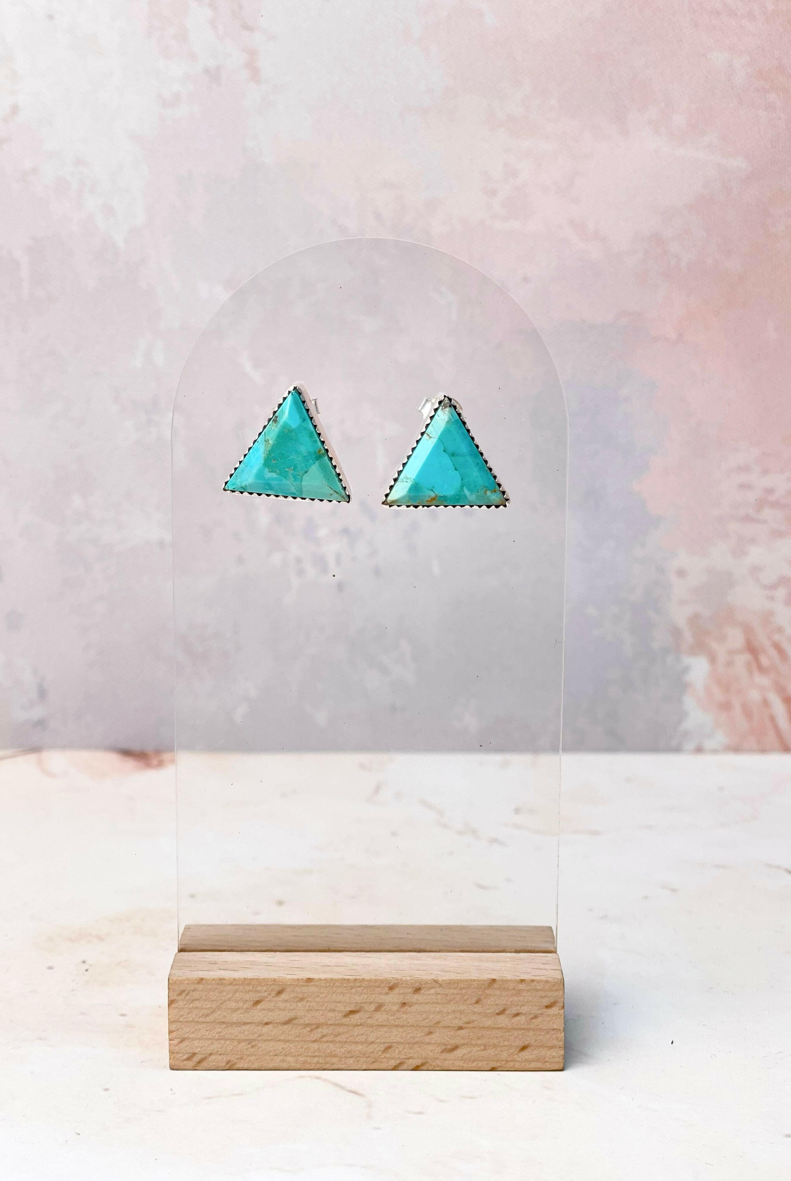 Tiffany's Triangle Single Stone Studs-Earrings-Krush Kandy, Women's Online Fashion Boutique Located in Phoenix, Arizona (Scottsdale Area)