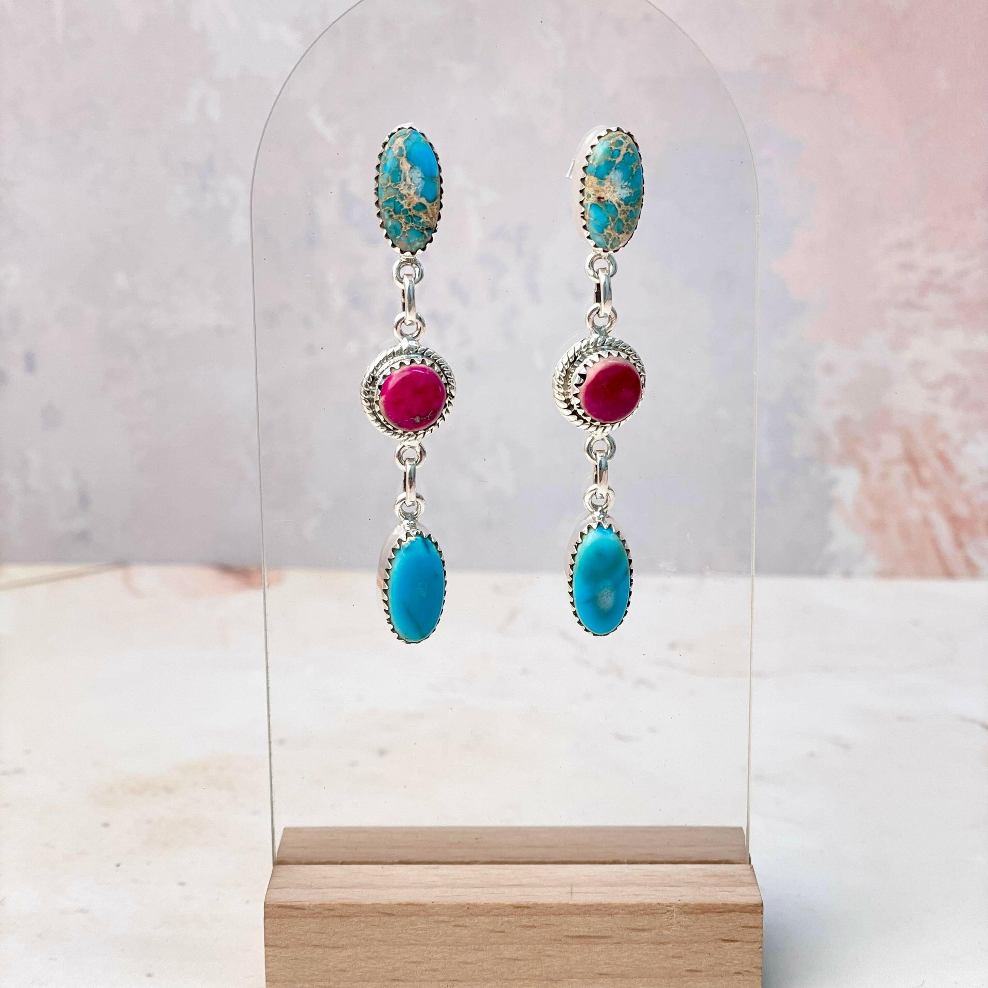 Desert Jasper 3 Stone Earrings-Earrings-Krush Kandy, Women's Online Fashion Boutique Located in Phoenix, Arizona (Scottsdale Area)