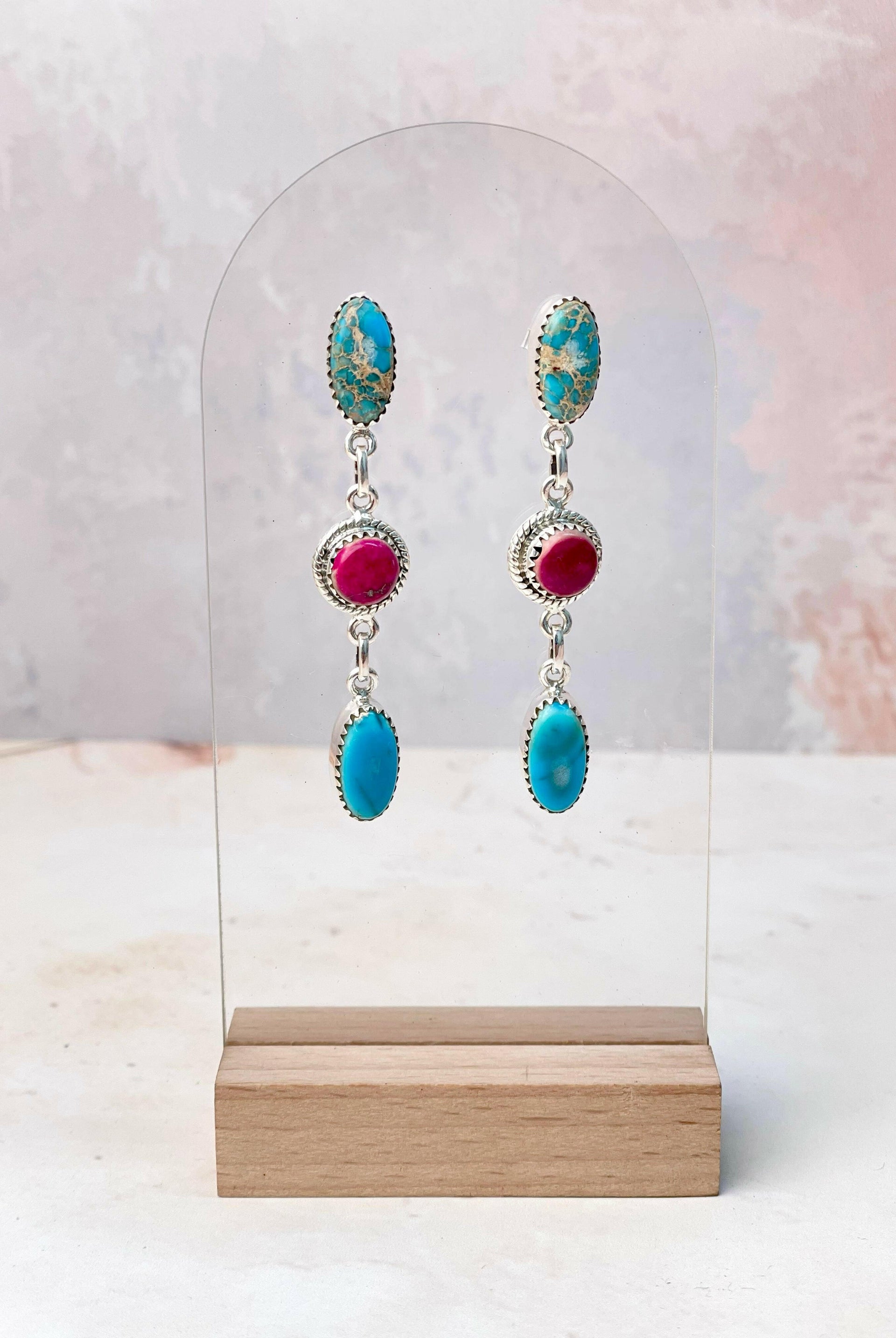 Desert Jasper 3 Stone Earrings-Earrings-Krush Kandy, Women's Online Fashion Boutique Located in Phoenix, Arizona (Scottsdale Area)