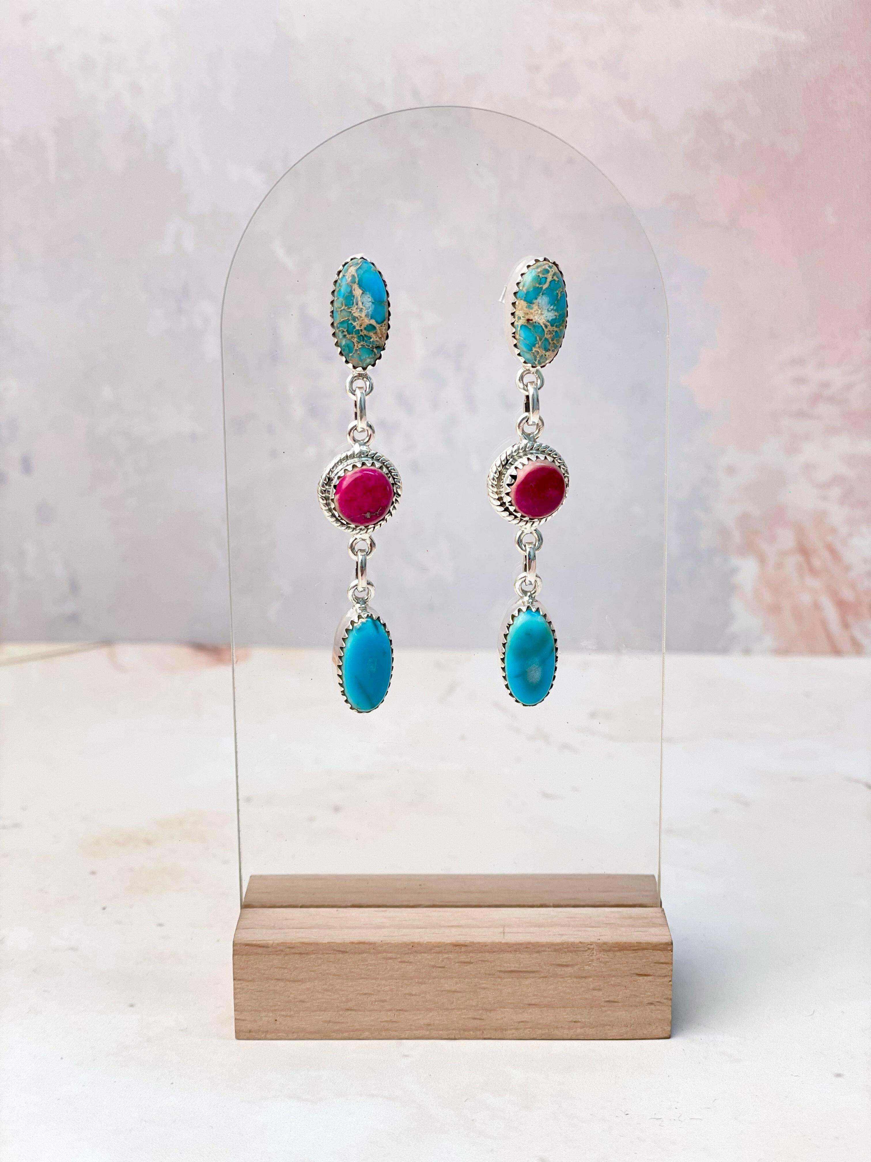 Desert Jasper 3 Stone Earrings-Earrings-Krush Kandy, Women's Online Fashion Boutique Located in Phoenix, Arizona (Scottsdale Area)