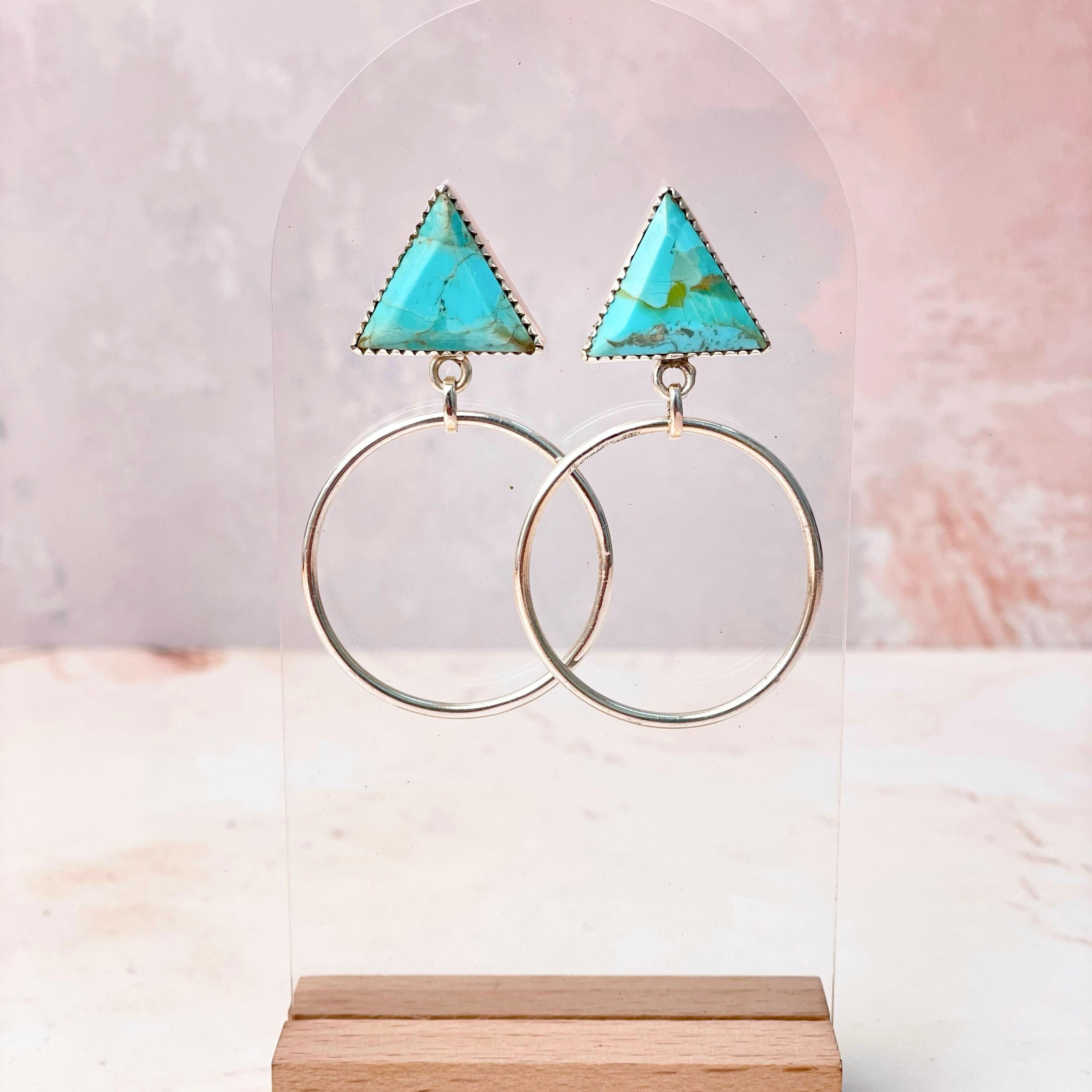 Tiffany's Triangle Single Stone Hoops-Earrings-Krush Kandy, Women's Online Fashion Boutique Located in Phoenix, Arizona (Scottsdale Area)