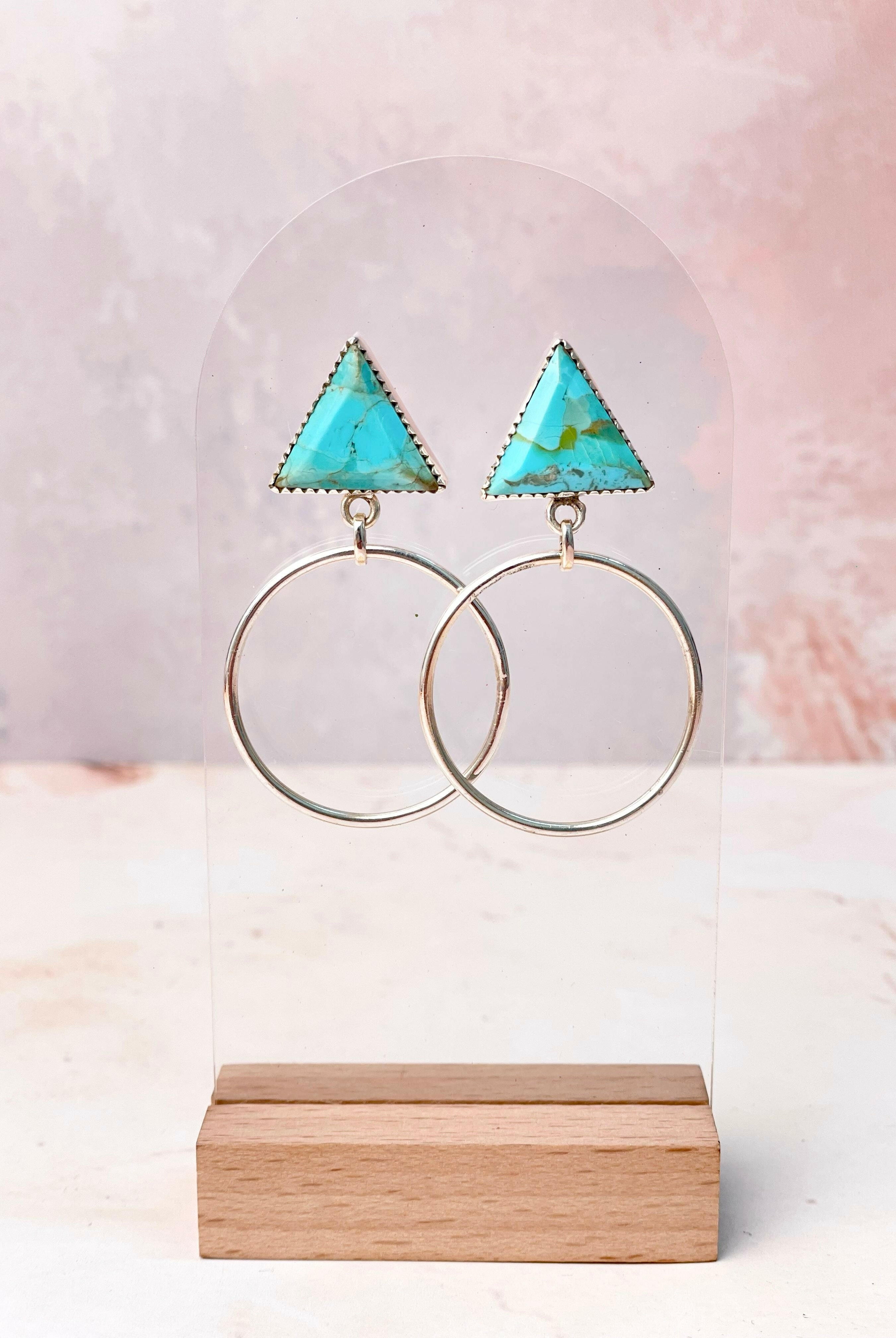 Tiffany's Triangle Single Stone Hoops-Earrings-Krush Kandy, Women's Online Fashion Boutique Located in Phoenix, Arizona (Scottsdale Area)
