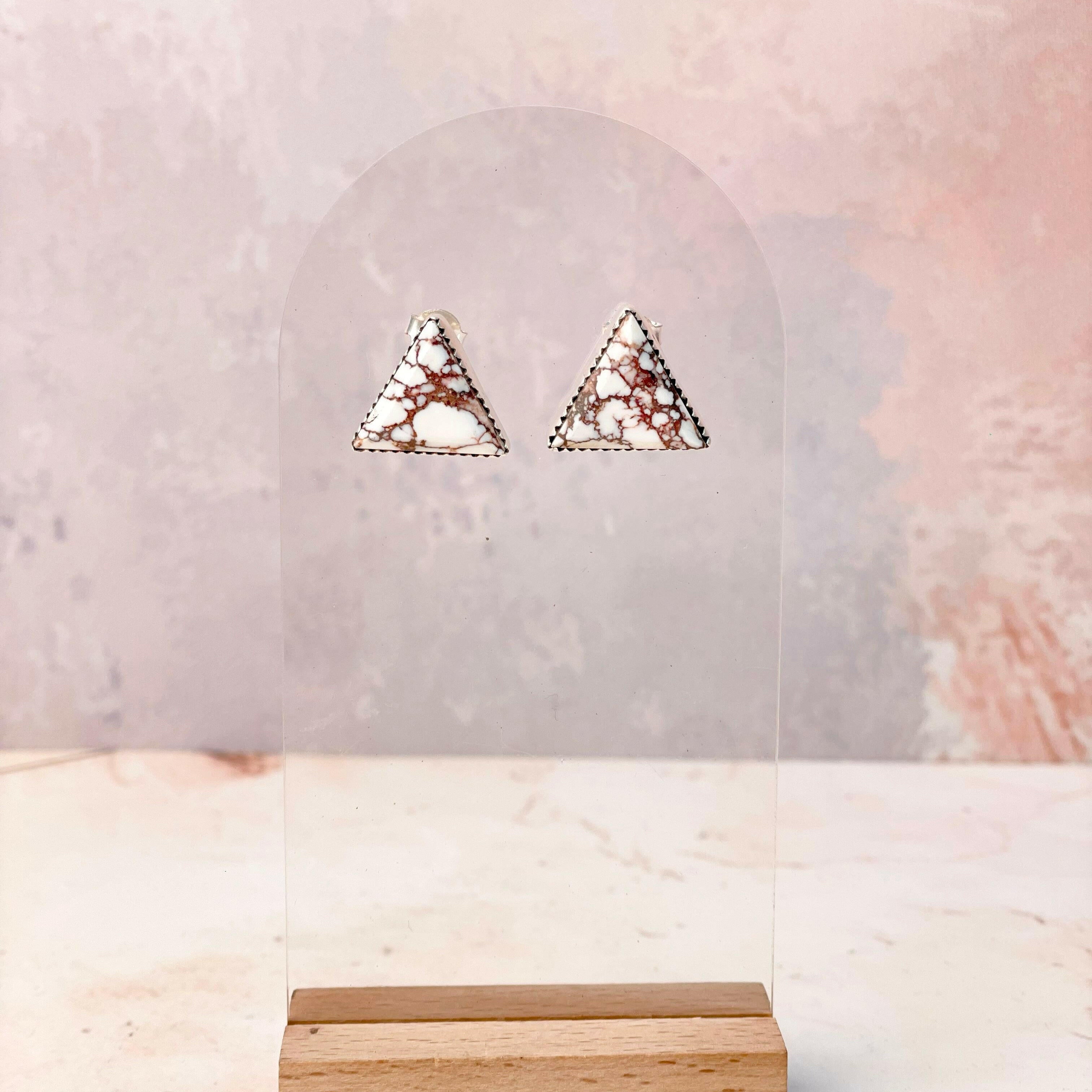 Tiffany's Triangle Single Stone Studs-Earrings-Krush Kandy, Women's Online Fashion Boutique Located in Phoenix, Arizona (Scottsdale Area)