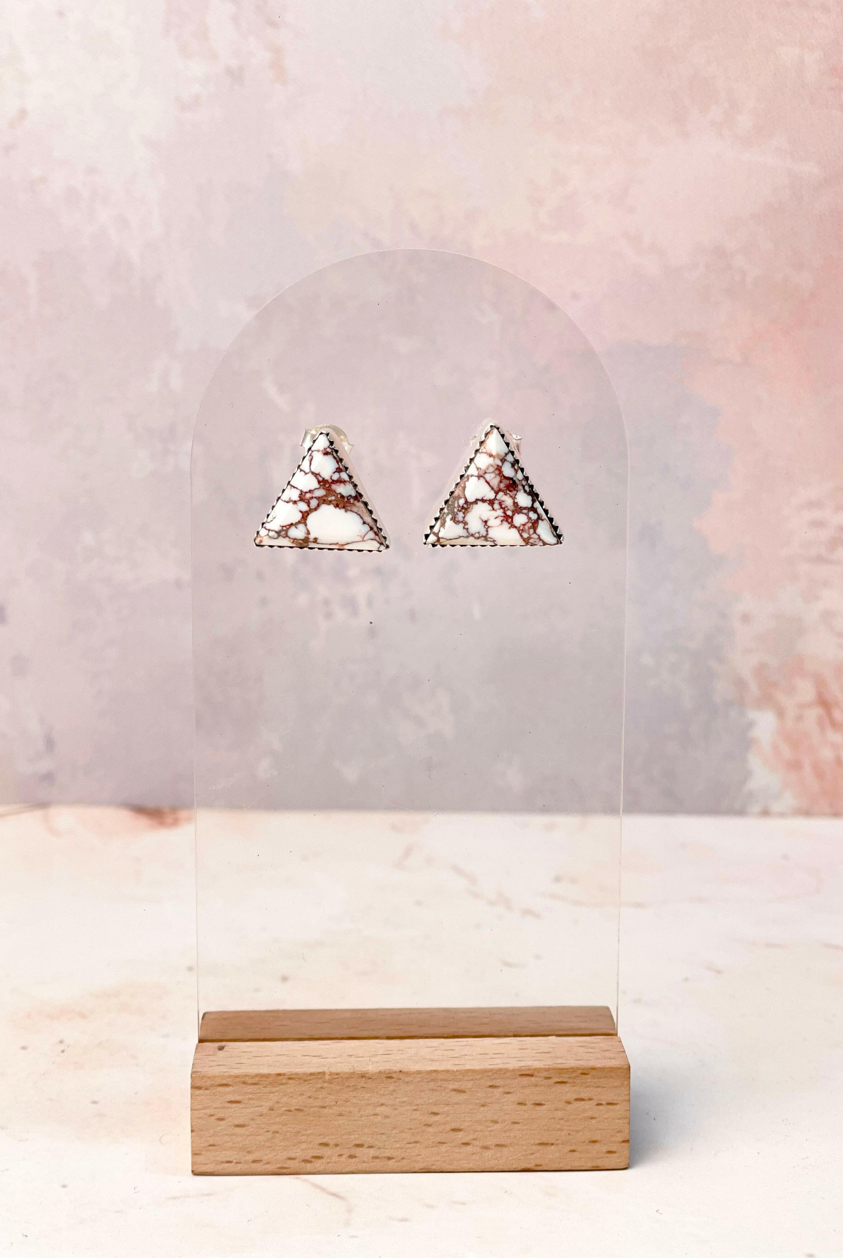 Tiffany's Triangle Single Stone Studs-Earrings-Krush Kandy, Women's Online Fashion Boutique Located in Phoenix, Arizona (Scottsdale Area)