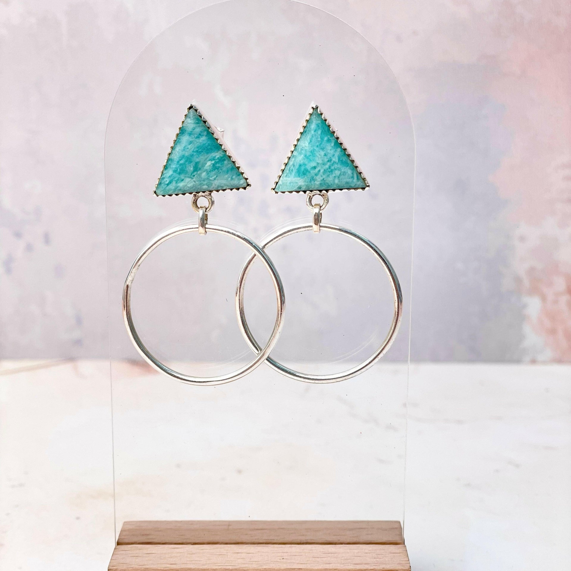 Tiffany's Triangle Single Stone Hoops-Earrings-Krush Kandy, Women's Online Fashion Boutique Located in Phoenix, Arizona (Scottsdale Area)