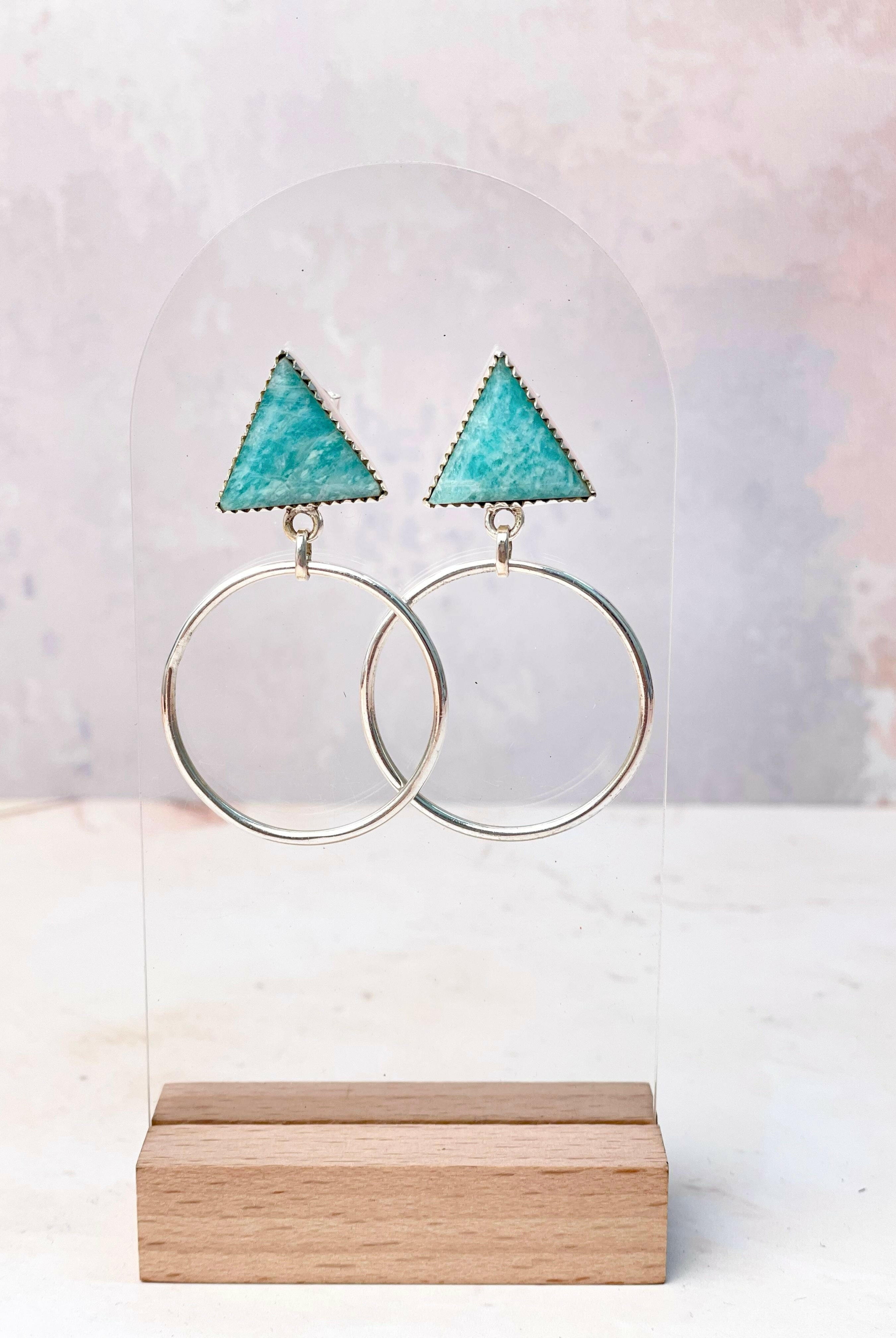 Tiffany's Triangle Single Stone Hoops-Earrings-Krush Kandy, Women's Online Fashion Boutique Located in Phoenix, Arizona (Scottsdale Area)
