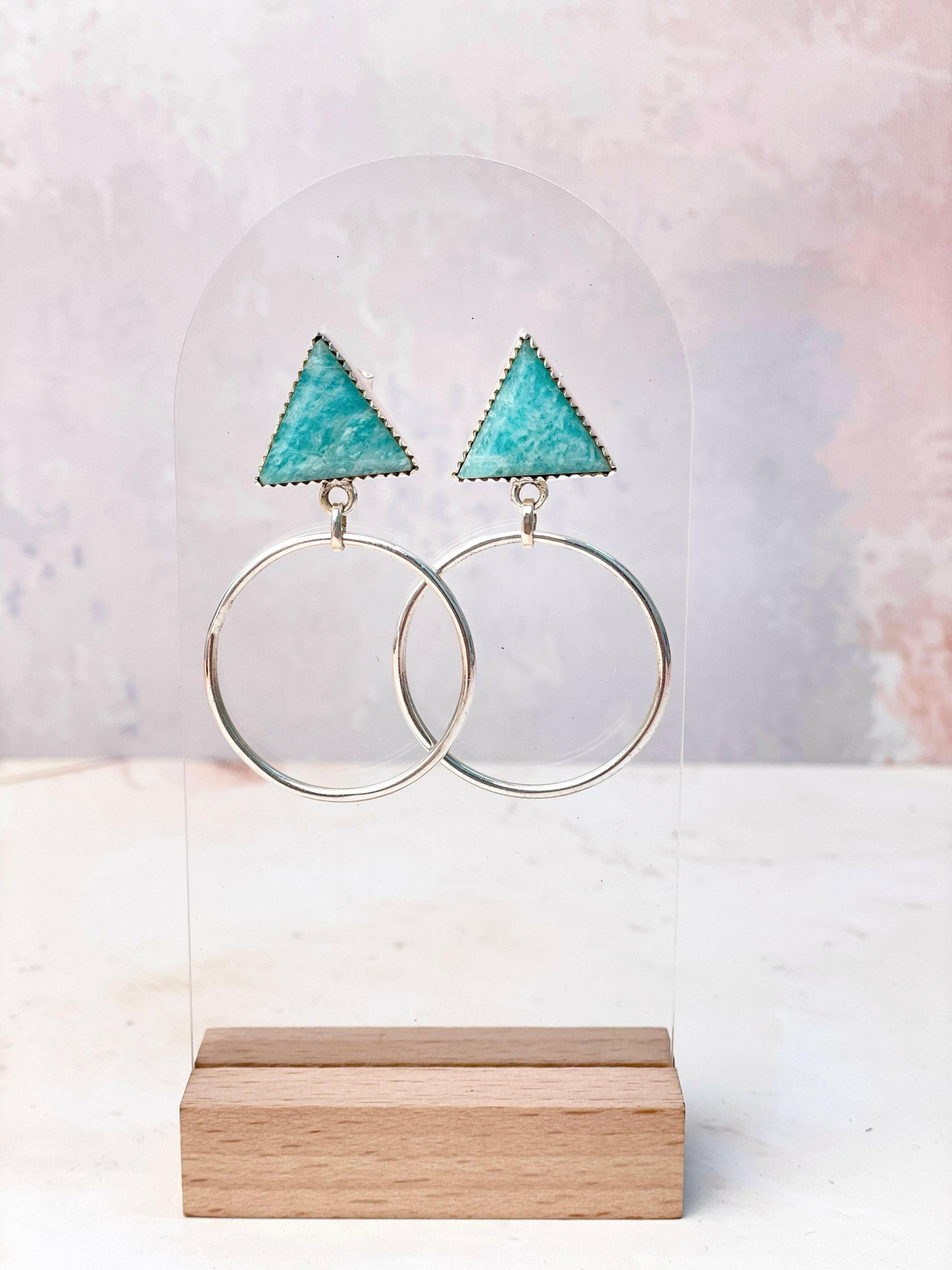 Tiffany's Triangle Single Stone Hoops-Earrings-Krush Kandy, Women's Online Fashion Boutique Located in Phoenix, Arizona (Scottsdale Area)