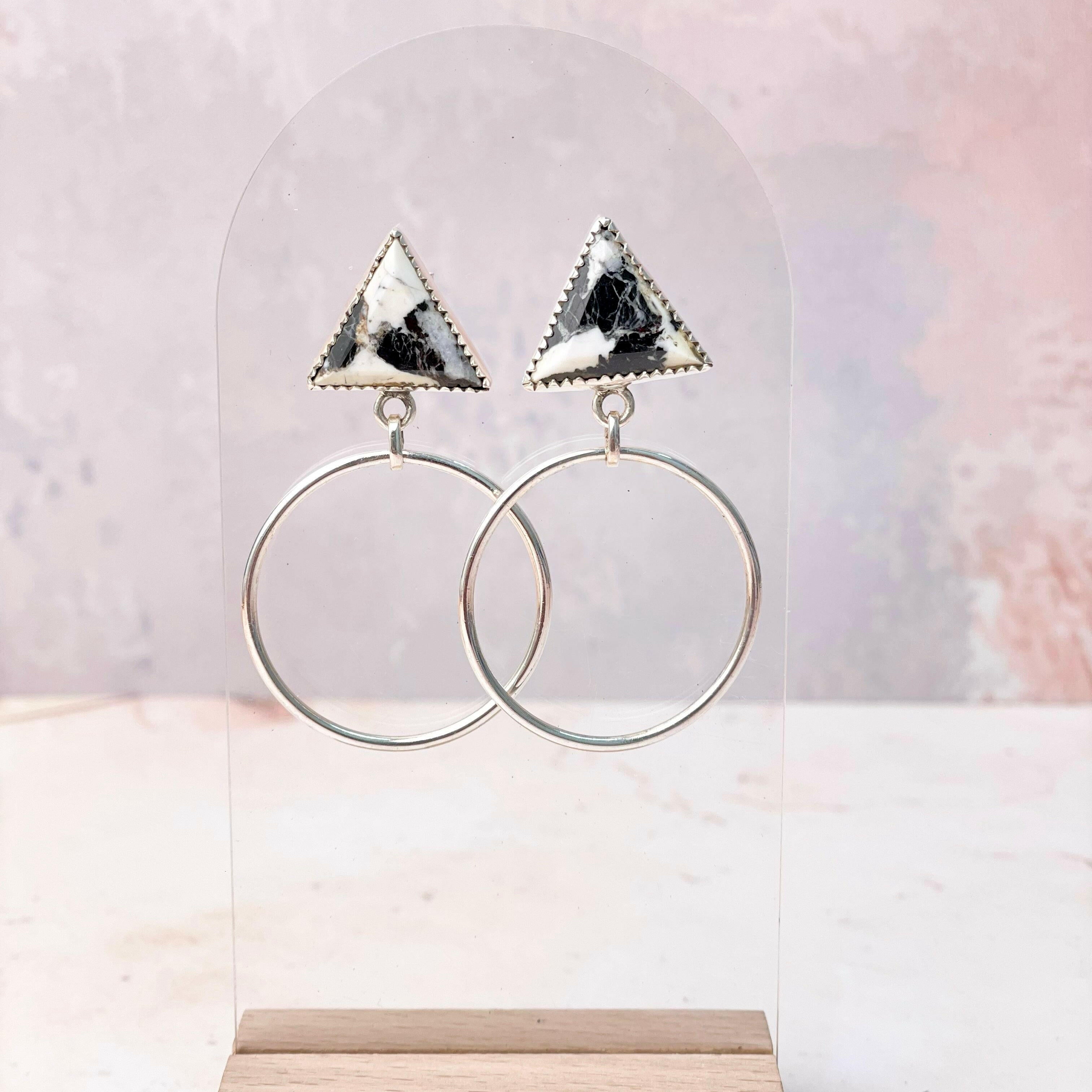Tiffany's Triangle Single Stone Hoops-Earrings-Krush Kandy, Women's Online Fashion Boutique Located in Phoenix, Arizona (Scottsdale Area)