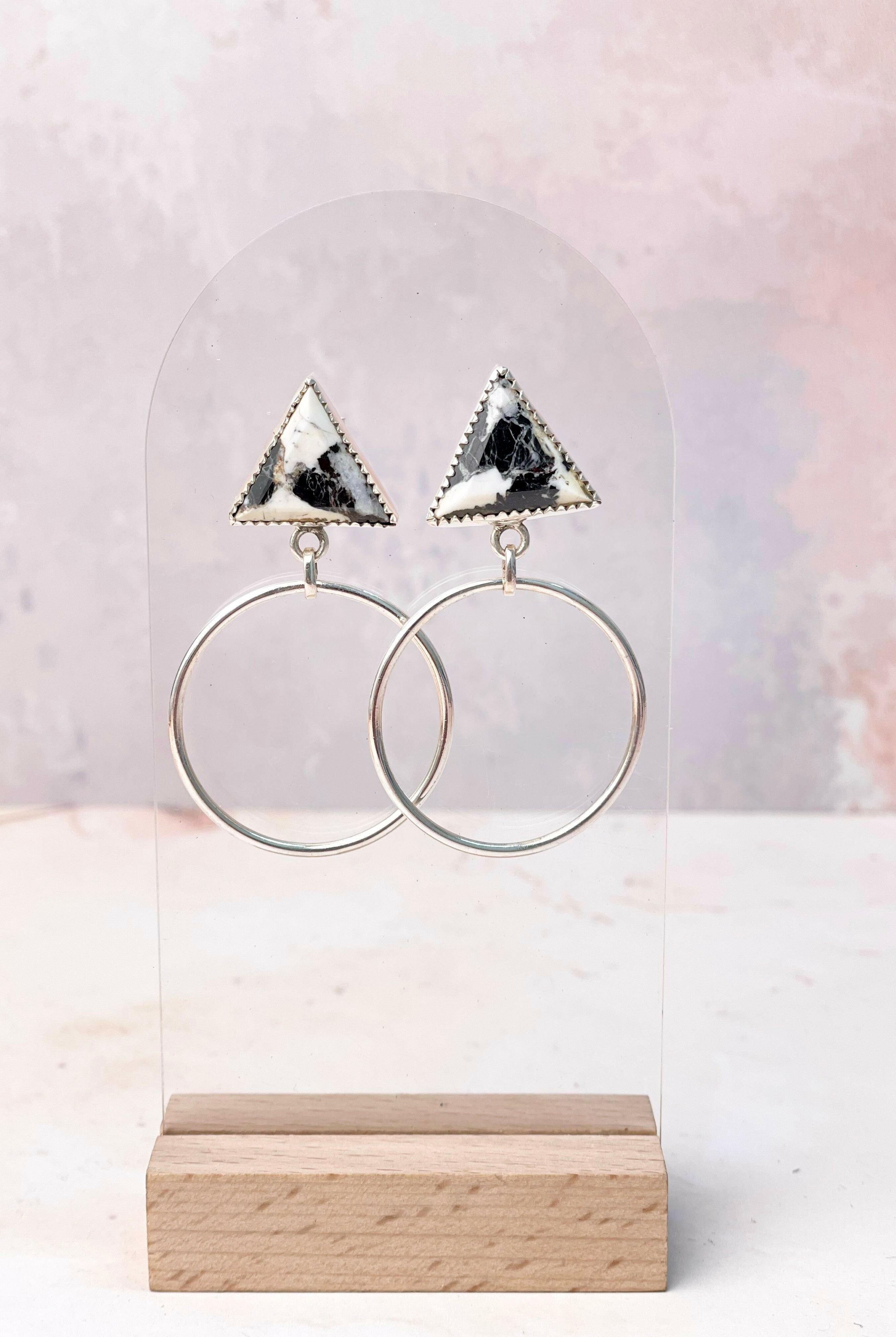 Tiffany's Triangle Single Stone Hoops-Earrings-Krush Kandy, Women's Online Fashion Boutique Located in Phoenix, Arizona (Scottsdale Area)