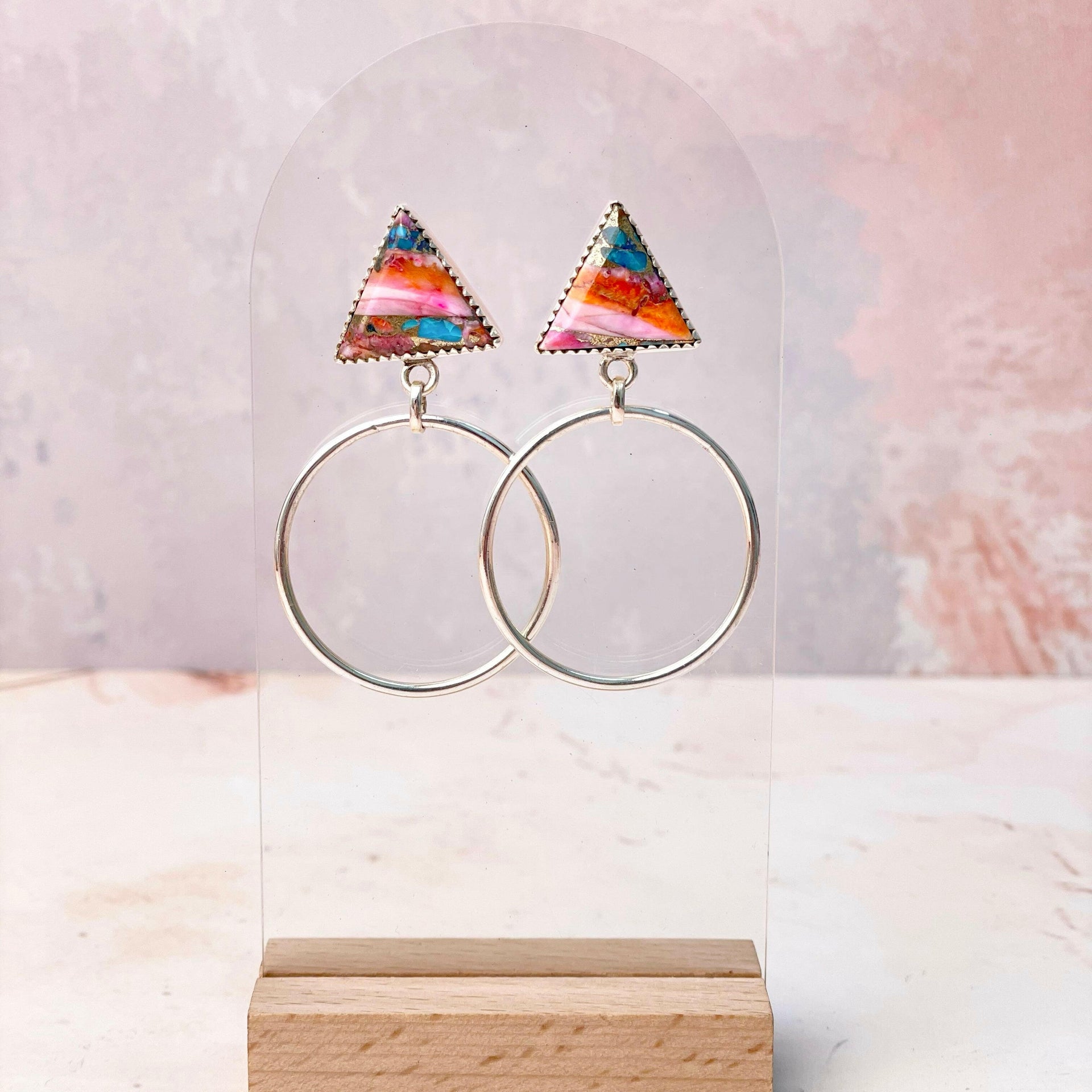Tiffany's Triangle Single Stone Hoops-Earrings-Krush Kandy, Women's Online Fashion Boutique Located in Phoenix, Arizona (Scottsdale Area)