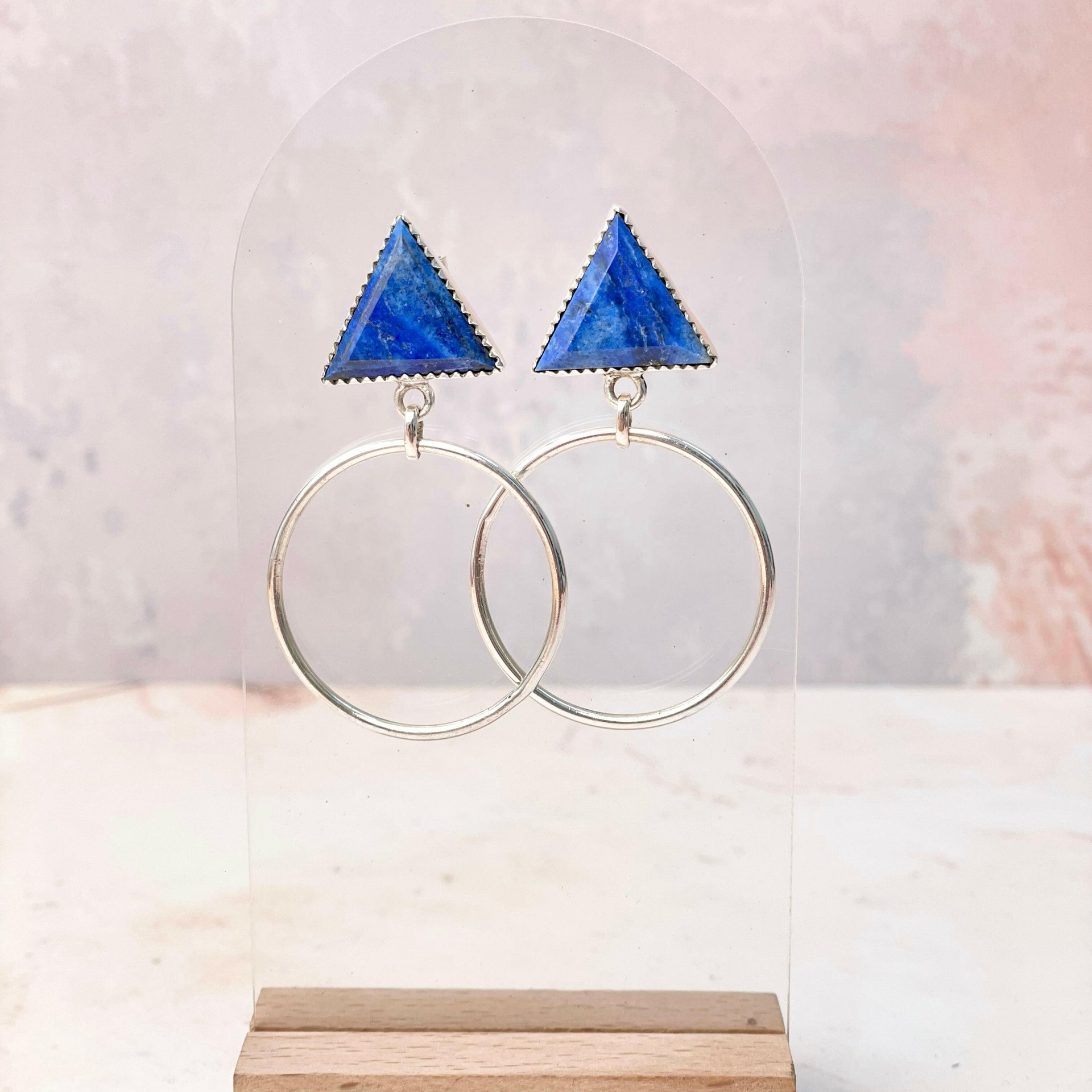 Tiffany's Triangle Single Stone Hoops-Earrings-Krush Kandy, Women's Online Fashion Boutique Located in Phoenix, Arizona (Scottsdale Area)