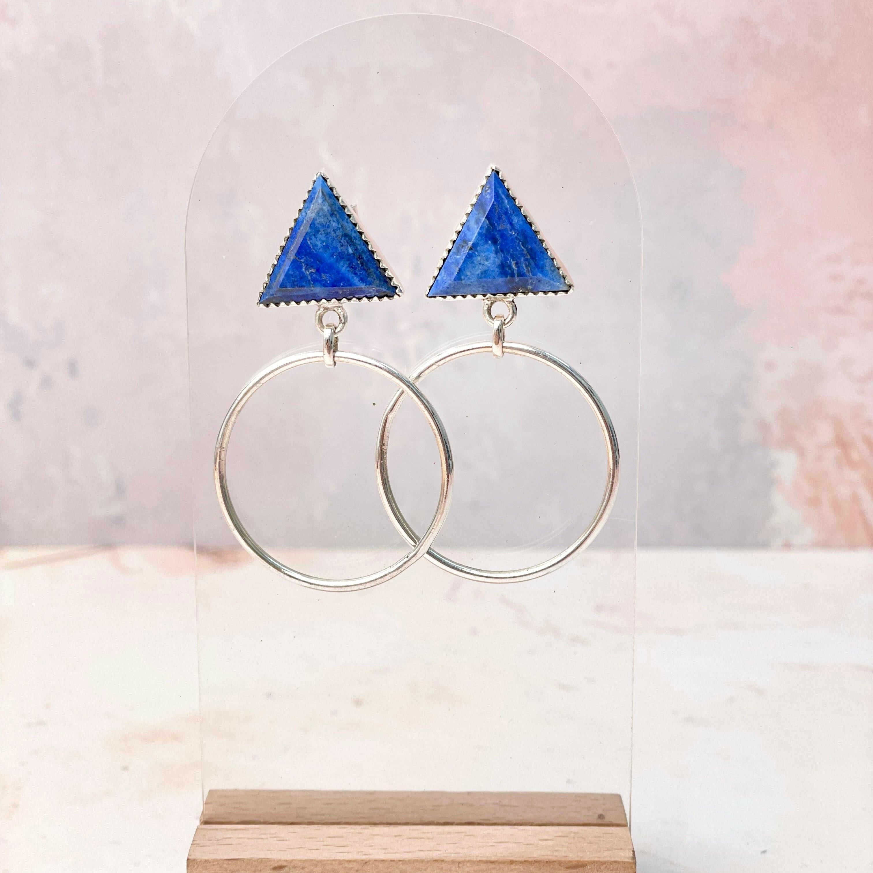 Tiffany's Triangle Single Stone Hoops-Earrings-Krush Kandy, Women's Online Fashion Boutique Located in Phoenix, Arizona (Scottsdale Area)