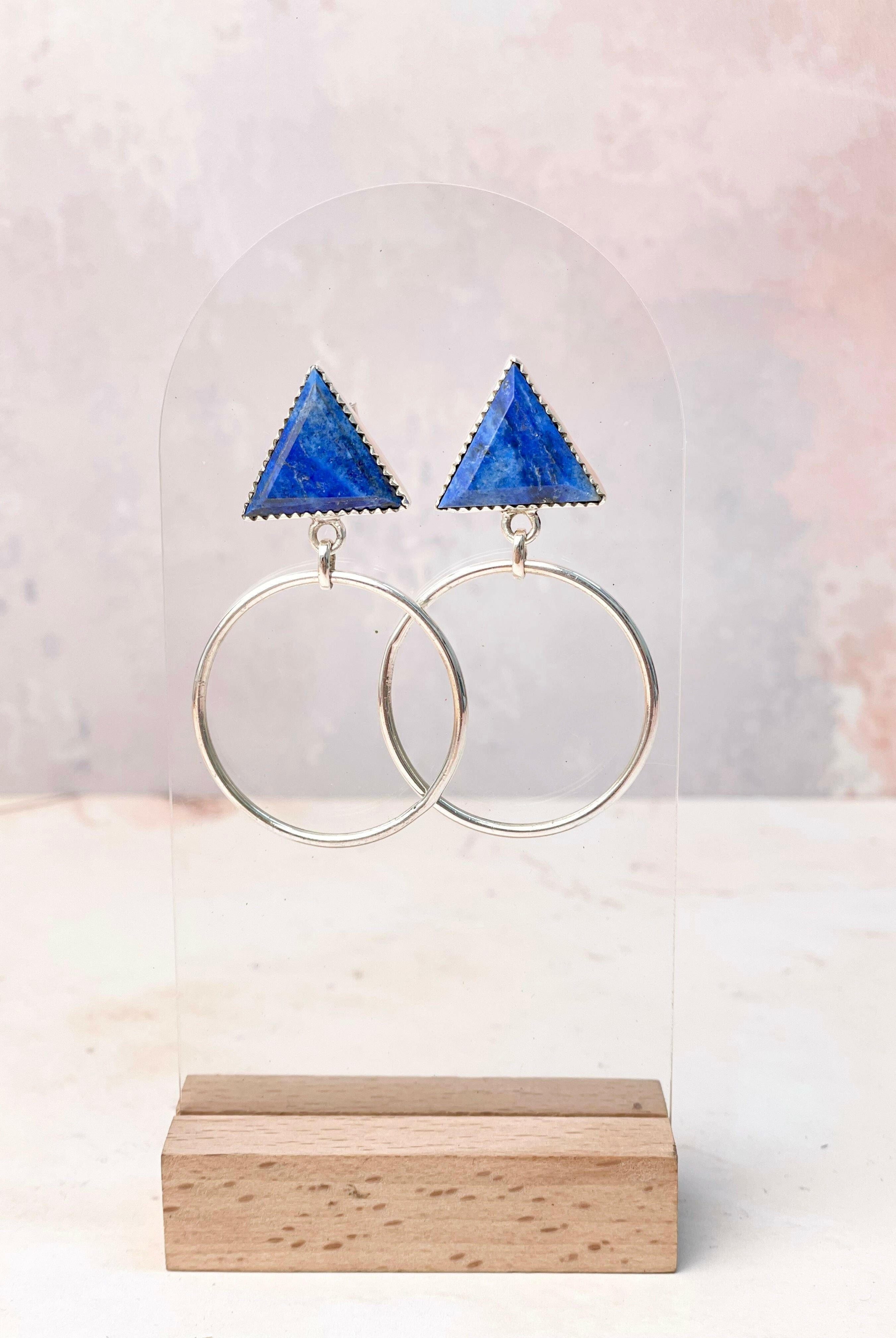 Tiffany's Triangle Single Stone Hoops-Earrings-Krush Kandy, Women's Online Fashion Boutique Located in Phoenix, Arizona (Scottsdale Area)