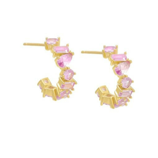 Sterling Silver Cubic Zirconia Geometric Dainty Stud Earrings-Earrings-Krush Kandy, Women's Online Fashion Boutique Located in Phoenix, Arizona (Scottsdale Area)