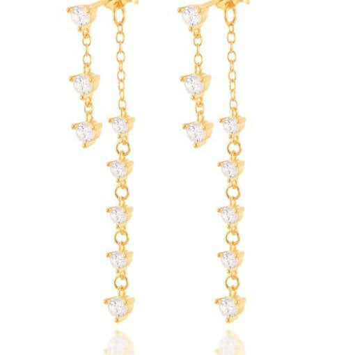 Sterling Silver Cubic Zirconia Geometric Dainty Drop Earrings-Earrings-Krush Kandy, Women's Online Fashion Boutique Located in Phoenix, Arizona (Scottsdale Area)