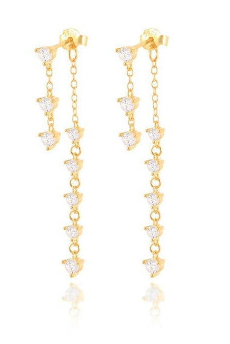 Sterling Silver Cubic Zirconia Geometric Dainty Drop Earrings-Earrings-Krush Kandy, Women's Online Fashion Boutique Located in Phoenix, Arizona (Scottsdale Area)