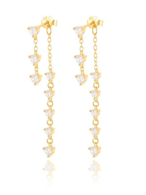 Sterling Silver Cubic Zirconia Geometric Dainty Drop Earrings-Earrings-Krush Kandy, Women's Online Fashion Boutique Located in Phoenix, Arizona (Scottsdale Area)