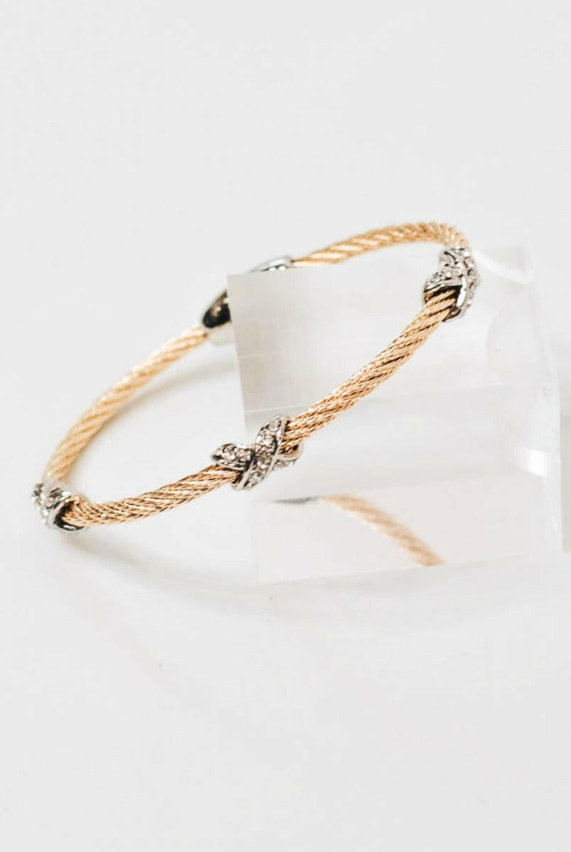 Two Tone X Bracelet-Twisted Bracelets-Krush Kandy, Women's Online Fashion Boutique Located in Phoenix, Arizona (Scottsdale Area)