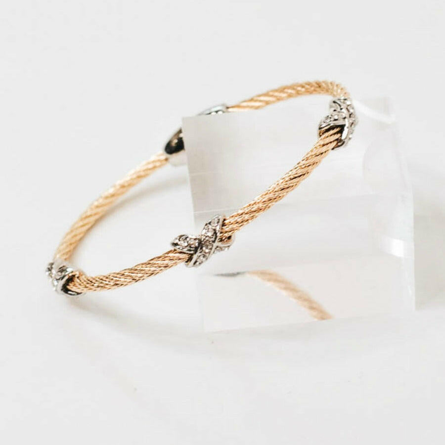 Two Tone X Bracelet-Twisted Bracelets-Krush Kandy, Women's Online Fashion Boutique Located in Phoenix, Arizona (Scottsdale Area)