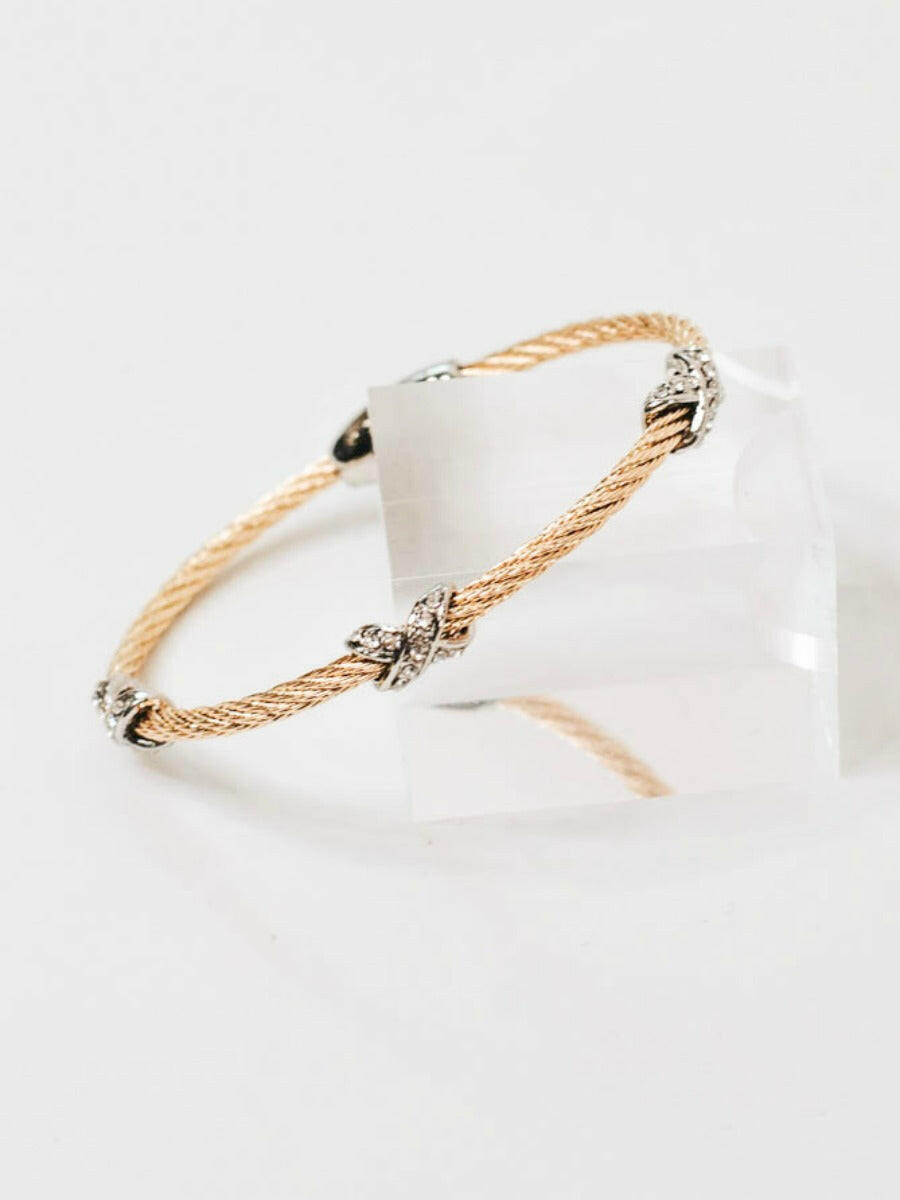 Two Tone X Bracelet-Twisted Bracelets-Krush Kandy, Women's Online Fashion Boutique Located in Phoenix, Arizona (Scottsdale Area)