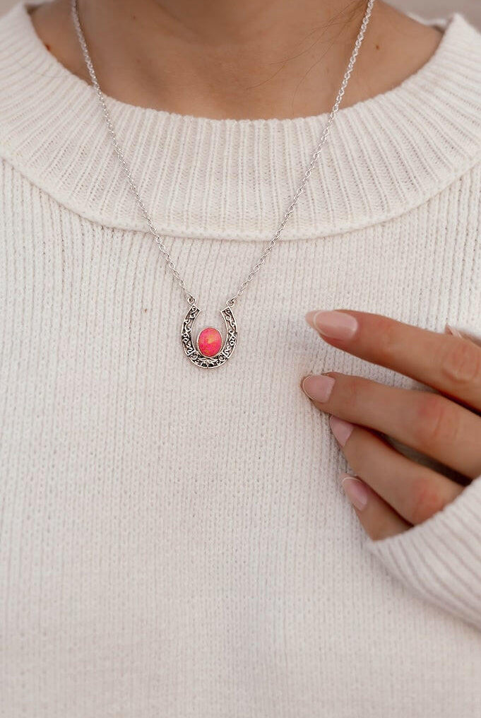 Off To The Races Horseshoe Necklace-Chain Necklaces-Krush Kandy, Women's Online Fashion Boutique Located in Phoenix, Arizona (Scottsdale Area)