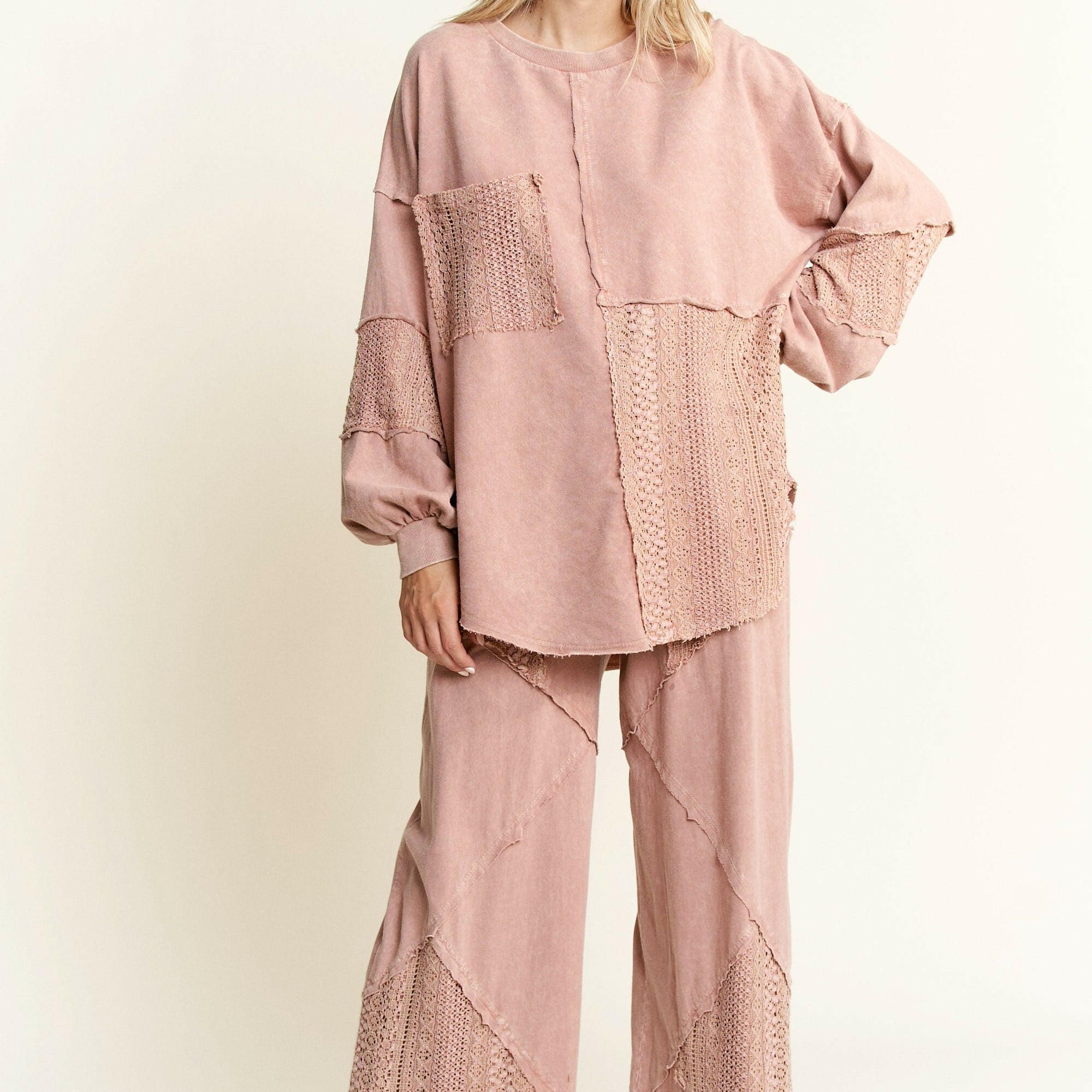 Palomino Sky Boho Lace Wide-Leg Pants-Bottoms-Krush Kandy, Women's Online Fashion Boutique Located in Phoenix, Arizona (Scottsdale Area)