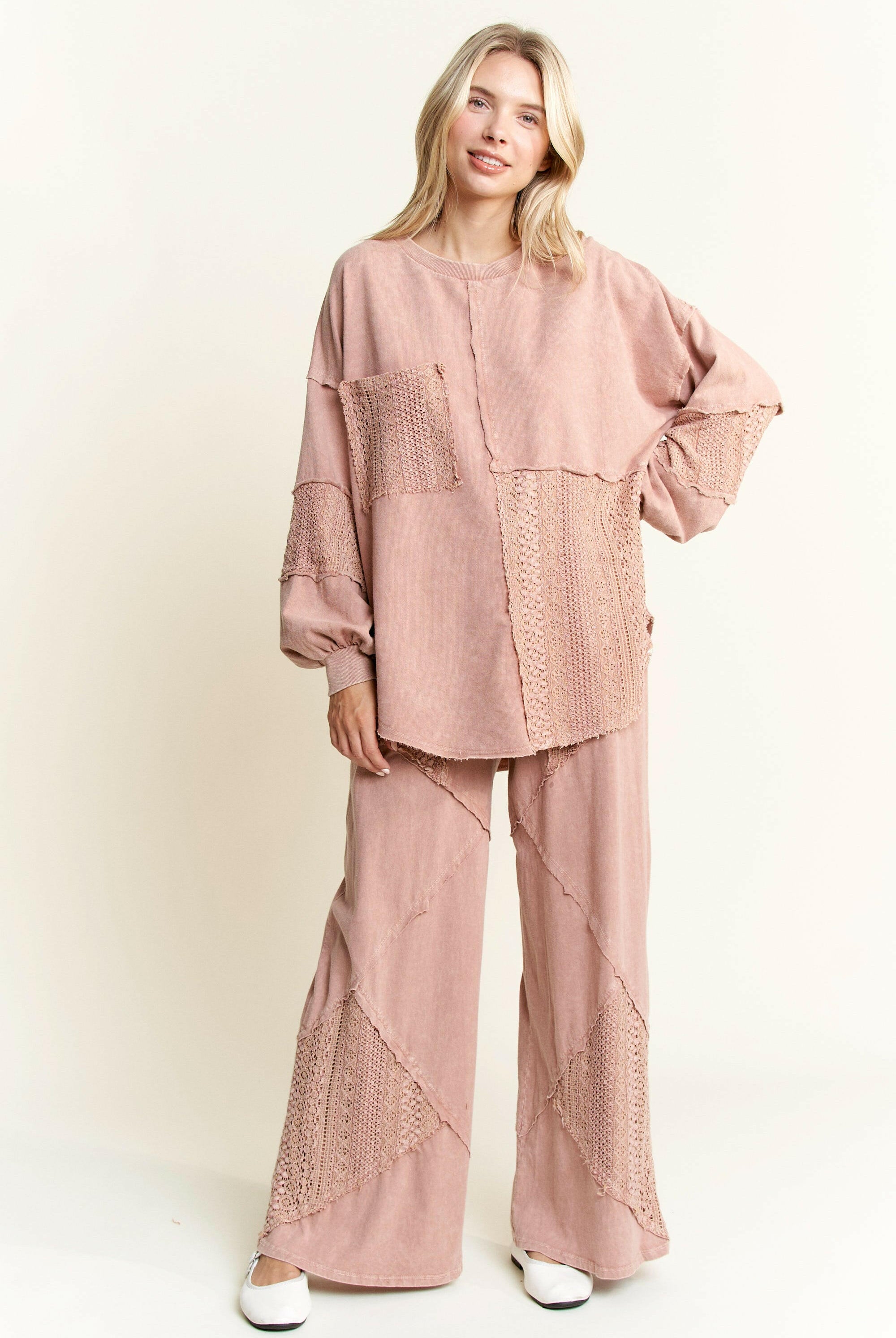 Palomino Sky Boho Lace Wide-Leg Pants-Bottoms-Krush Kandy, Women's Online Fashion Boutique Located in Phoenix, Arizona (Scottsdale Area)