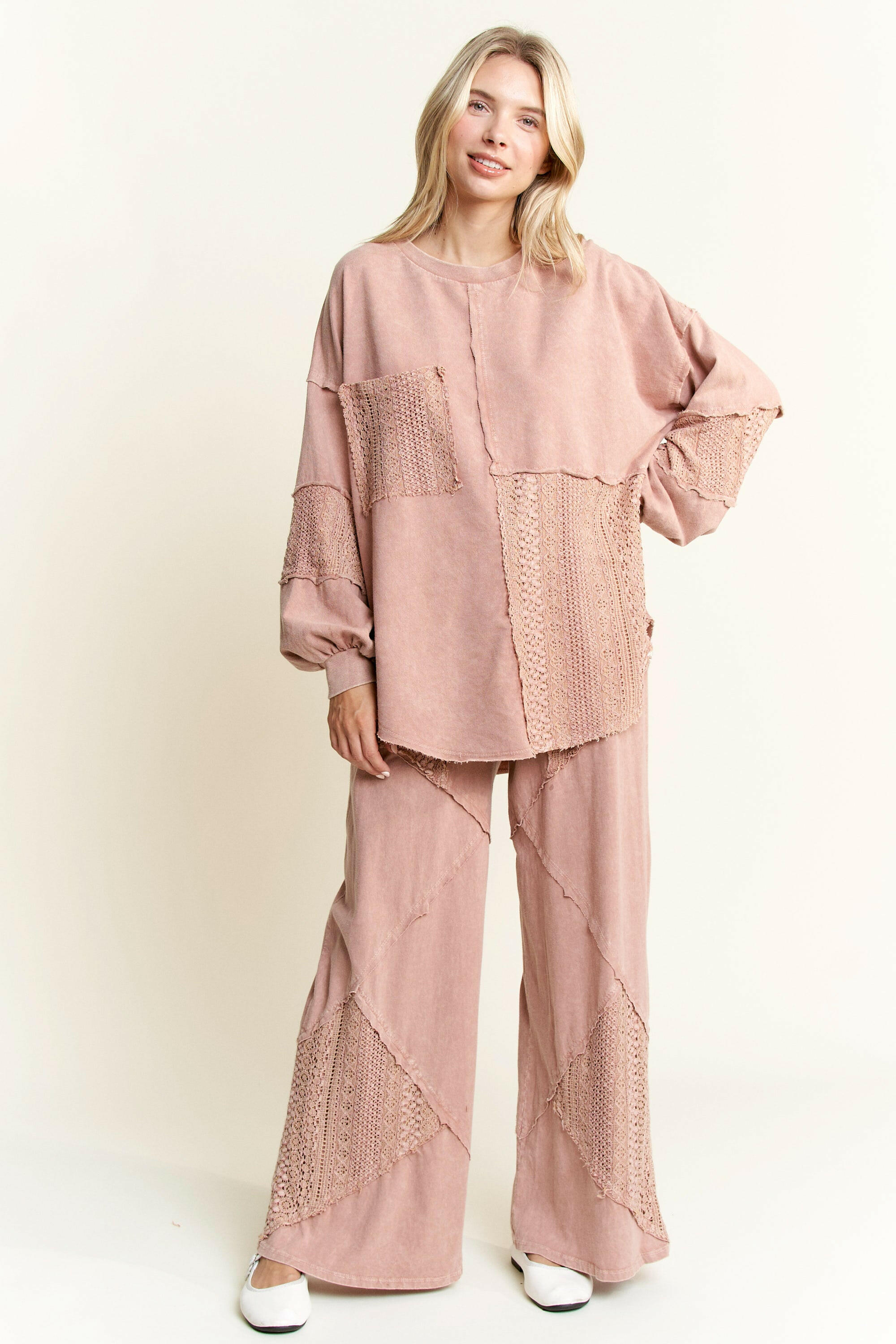 Palomino Sky Boho Lace Wide-Leg Pants-Bottoms-Krush Kandy, Women's Online Fashion Boutique Located in Phoenix, Arizona (Scottsdale Area)