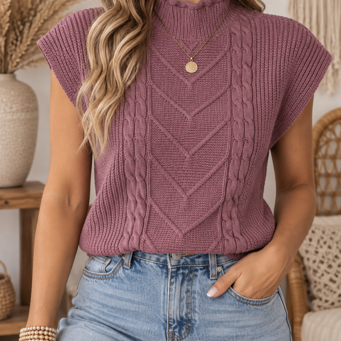 Harbor Haven Cable Knit Sweater Vest