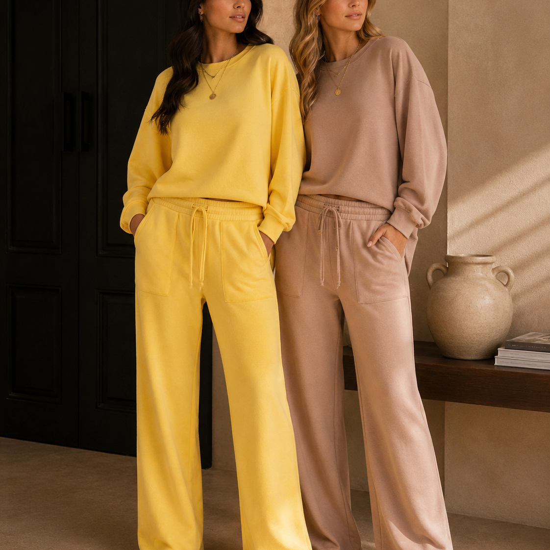 High Rise Wide Leg Drawstring Pants