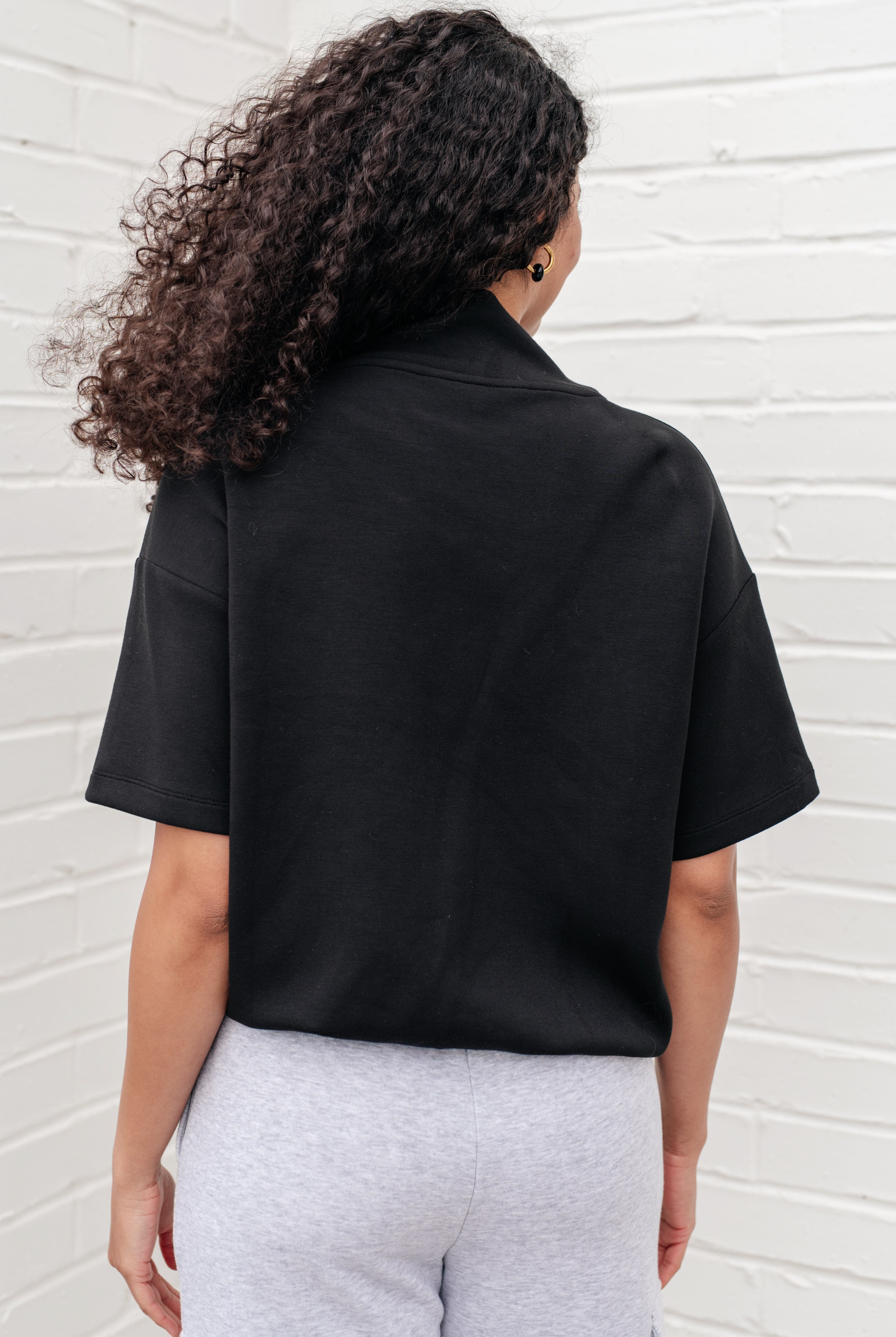 I Just Felt Like It Mock Neck Top in Black-Short Sleeve Tops-Krush Kandy, Women's Online Fashion Boutique Located in Phoenix, Arizona (Scottsdale Area)