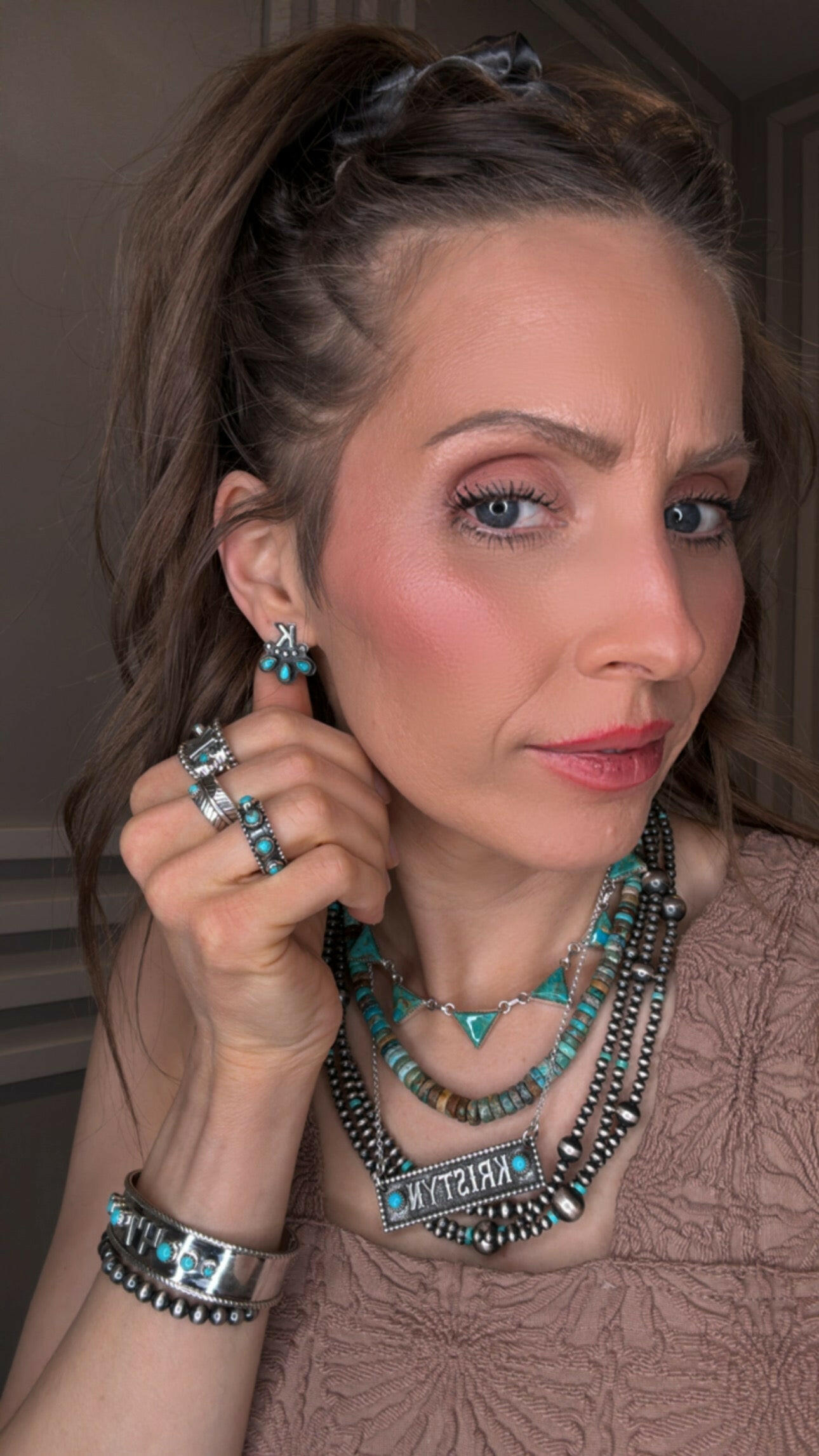 Initial Stone Plate Cluster Stud Earrings-Earrings-Krush Kandy, Women's Online Fashion Boutique Located in Phoenix, Arizona (Scottsdale Area)