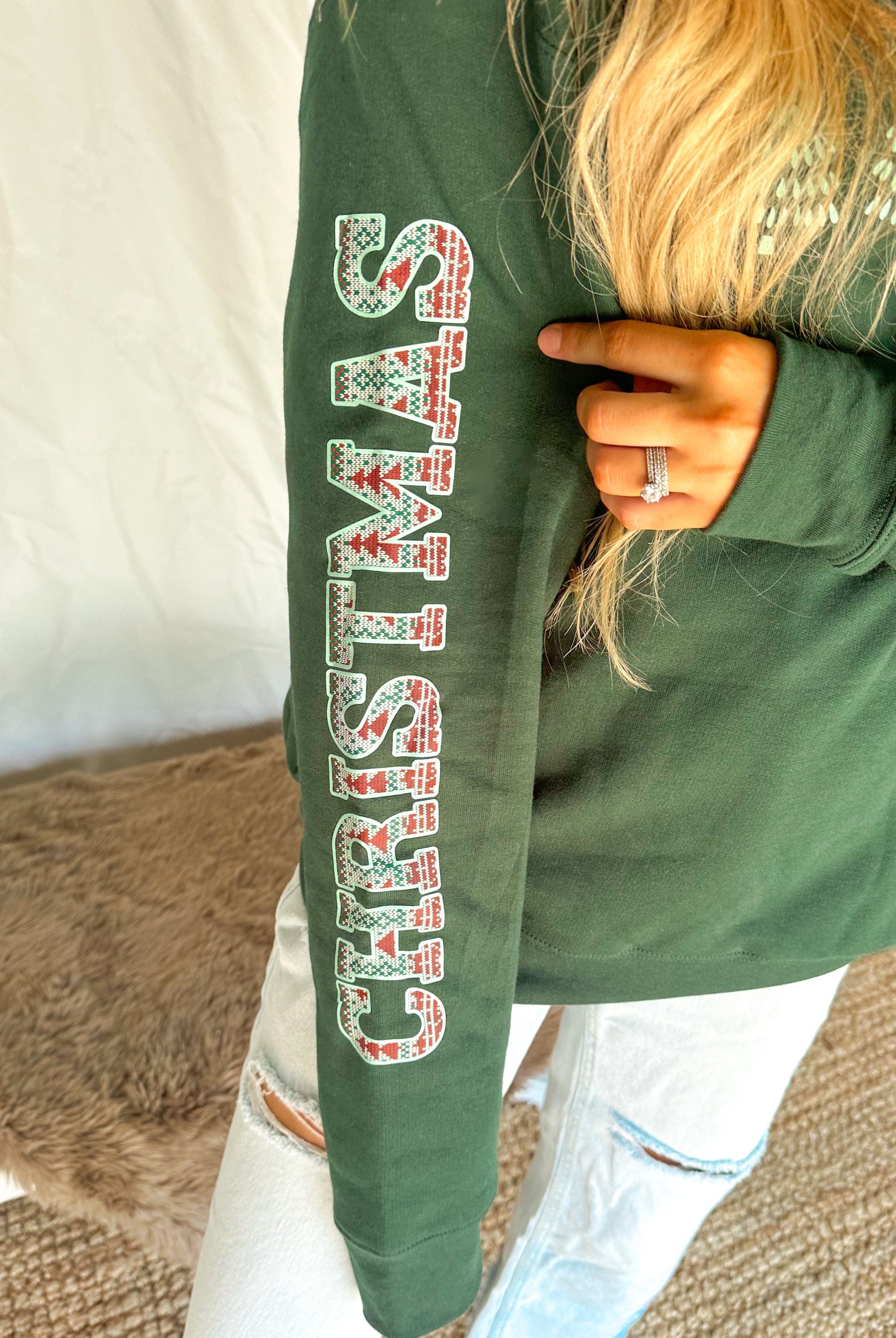 Merry Christmas Plaid Sweashirt-Krush Kandy, Women's Online Fashion Boutique Located in Phoenix, Arizona (Scottsdale Area)