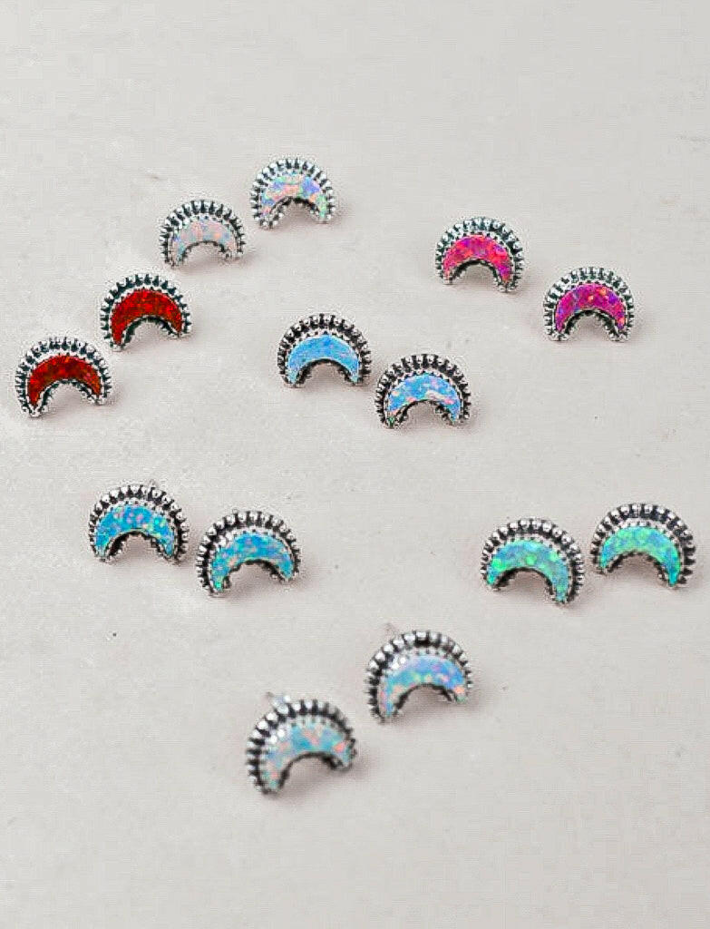 Dainty Crescent Moon Beam Earrings-Stud Earrings-Krush Kandy, Women's Online Fashion Boutique Located in Phoenix, Arizona (Scottsdale Area)