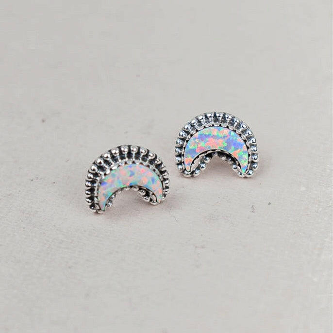 Dainty Crescent Moon Beam Earrings-Stud Earrings-Krush Kandy, Women's Online Fashion Boutique Located in Phoenix, Arizona (Scottsdale Area)