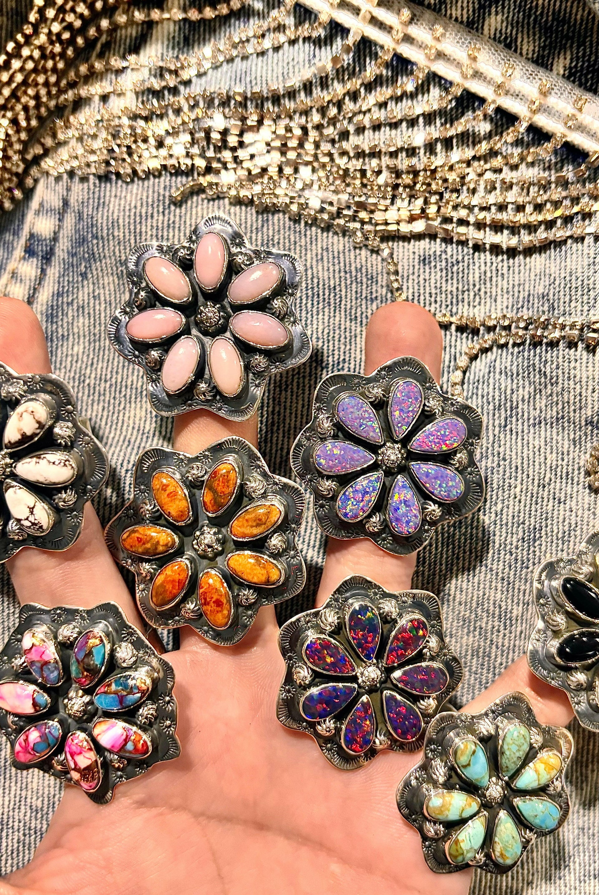 Cute Stamped Stone Flower Ring | Krush Exclusive-Cluster Rings-Krush Kandy, Women's Online Fashion Boutique Located in Phoenix, Arizona (Scottsdale Area)