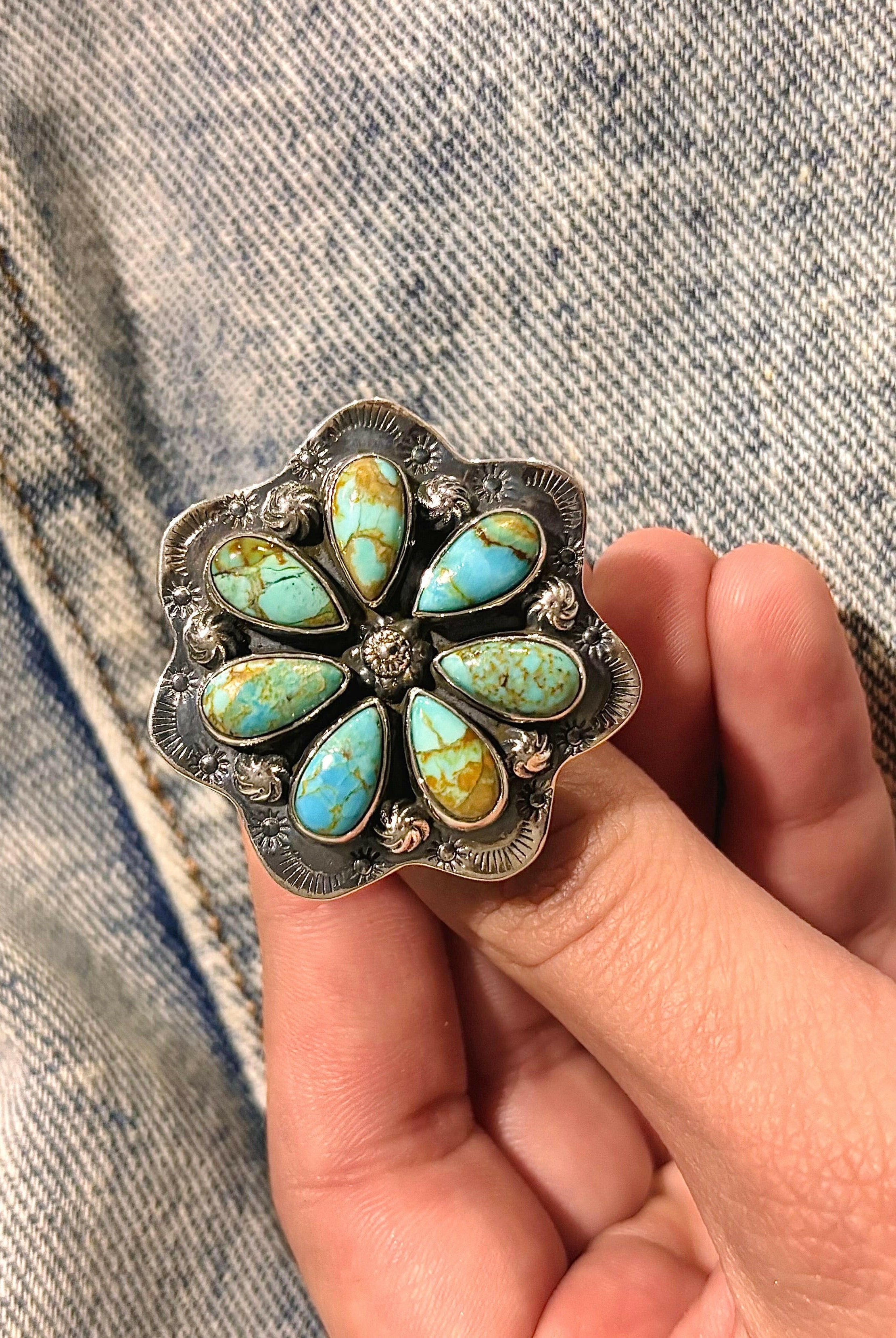 Cute Stamped Stone Flower Ring | Krush Exclusive-Cluster Rings-Krush Kandy, Women's Online Fashion Boutique Located in Phoenix, Arizona (Scottsdale Area)