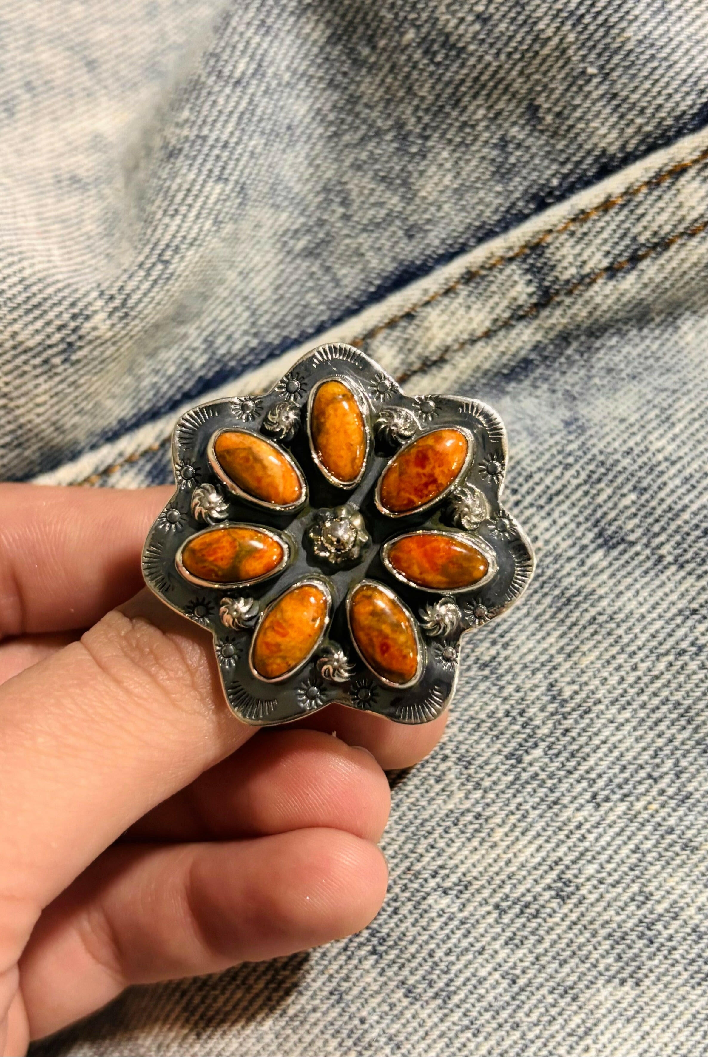 Cute Stamped Stone Flower Ring | Krush Exclusive-Cluster Rings-Krush Kandy, Women's Online Fashion Boutique Located in Phoenix, Arizona (Scottsdale Area)