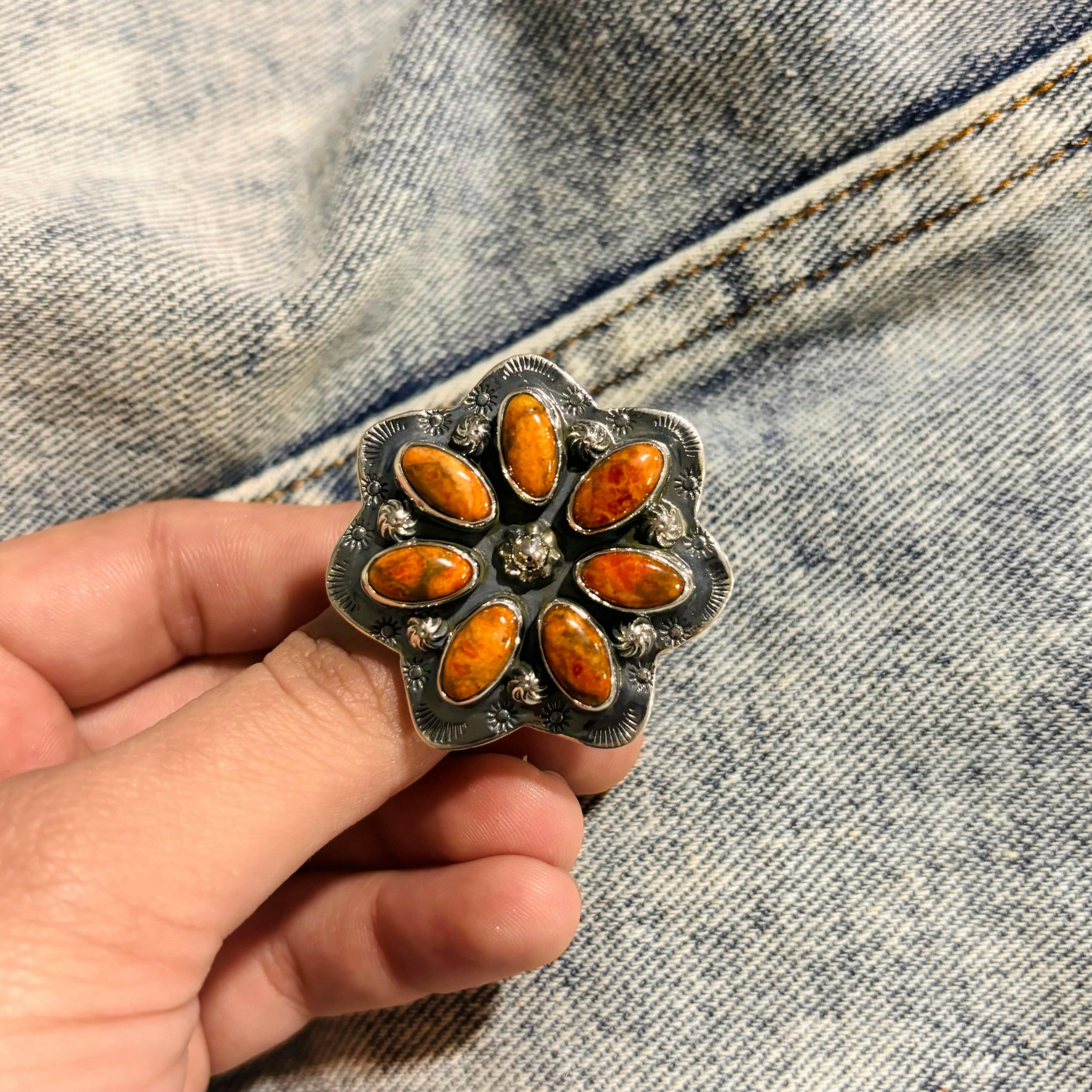 Cute Stamped Stone Flower Ring | Krush Exclusive-Cluster Rings-Krush Kandy, Women's Online Fashion Boutique Located in Phoenix, Arizona (Scottsdale Area)