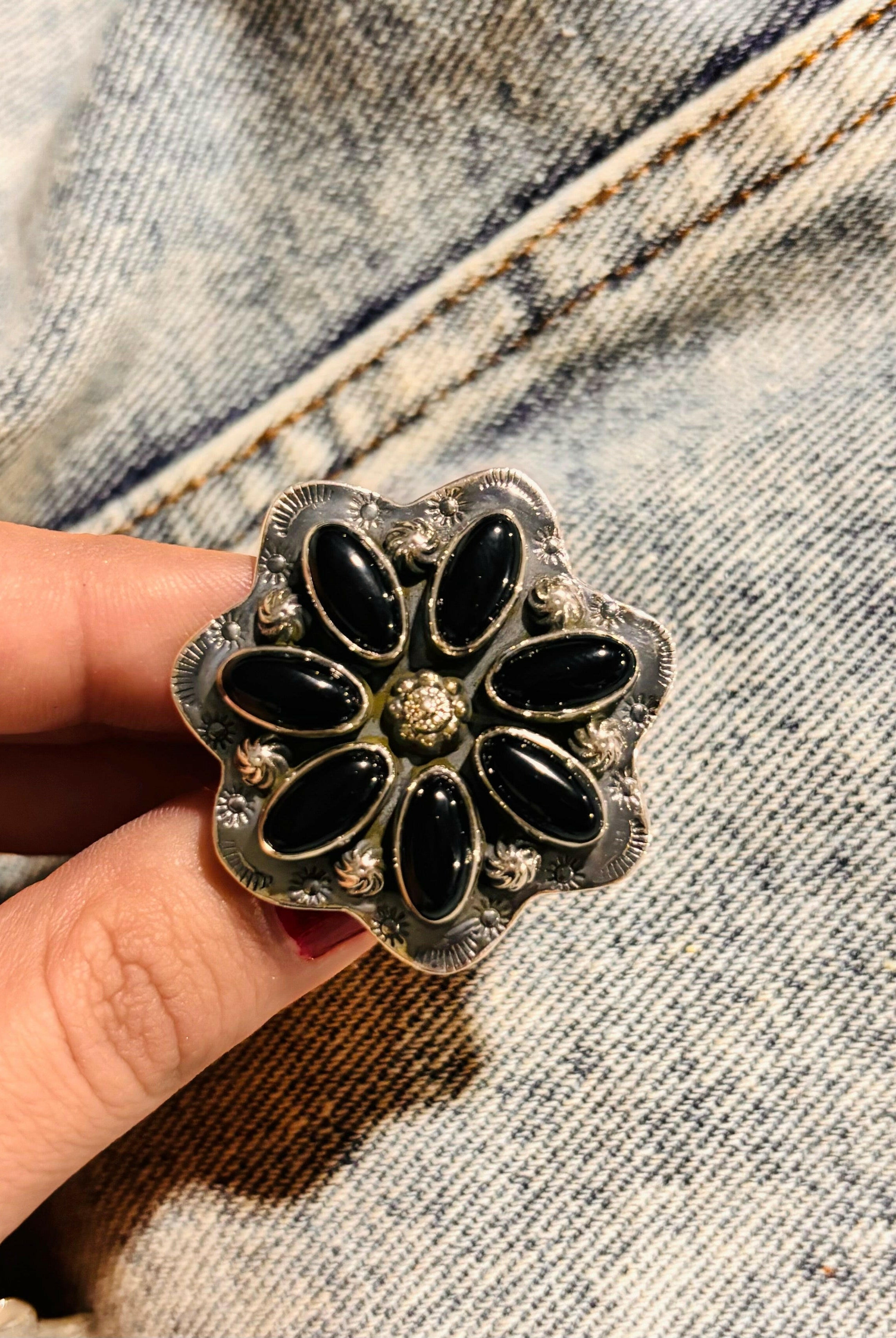 Cute Stamped Stone Flower Ring | Krush Exclusive-Cluster Rings-Krush Kandy, Women's Online Fashion Boutique Located in Phoenix, Arizona (Scottsdale Area)