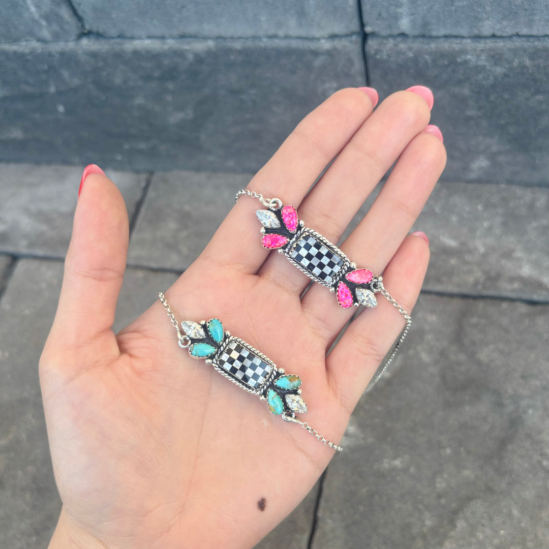 Mini Stone & Checkered Necklaces | PREORDER NOW OPEN-Charms & Pendants-Krush Kandy, Women's Online Fashion Boutique Located in Phoenix, Arizona (Scottsdale Area)