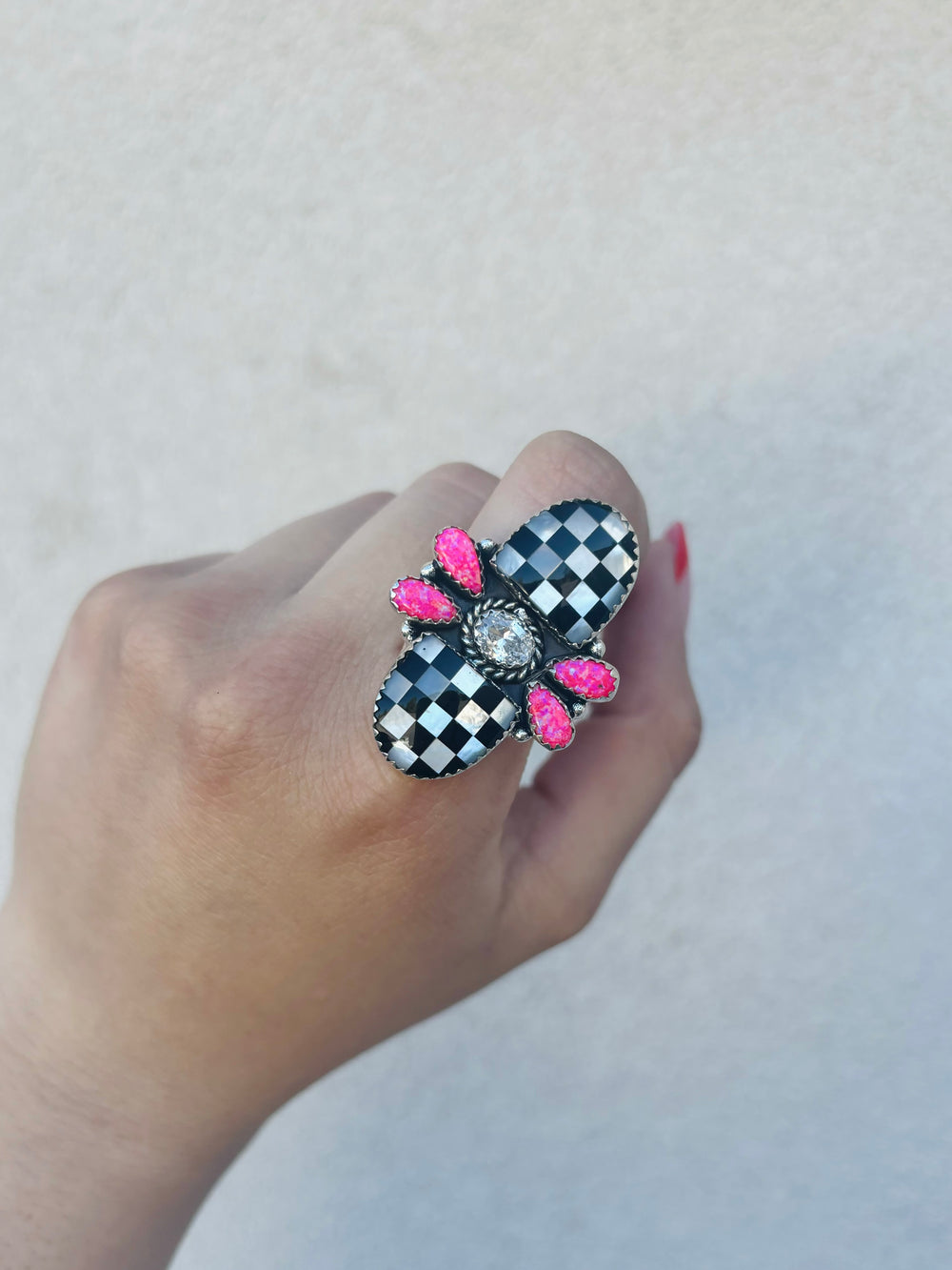 Checkered Stone Lovebug Ring PREORDER NOW OPEN-Rings-Krush Kandy, Women's Online Fashion Boutique Located in Phoenix, Arizona (Scottsdale Area)