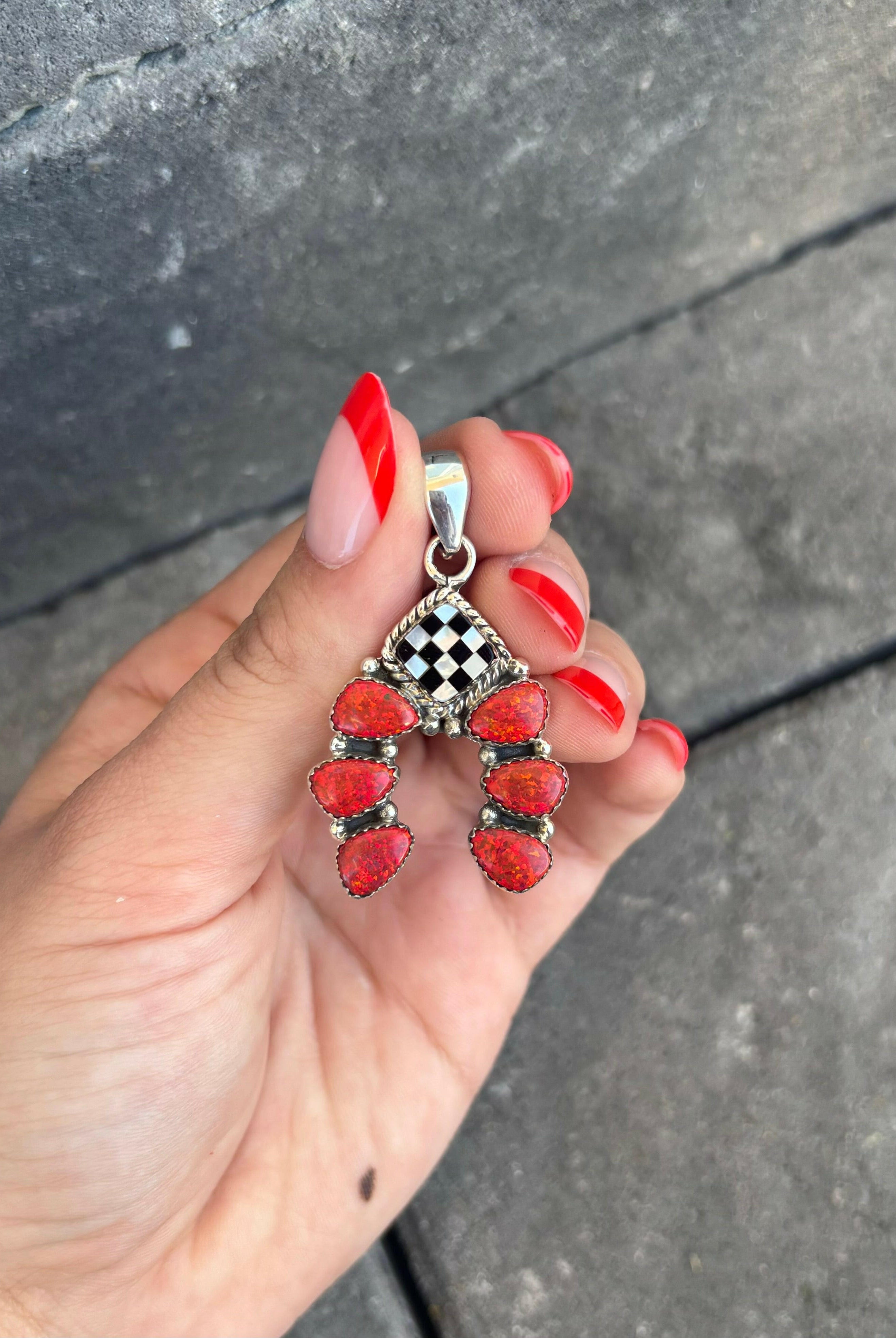 Off To the Races Checkered Horseshoe Pendant-Pendant Necklaces-Krush Kandy, Women's Online Fashion Boutique Located in Phoenix, Arizona (Scottsdale Area)