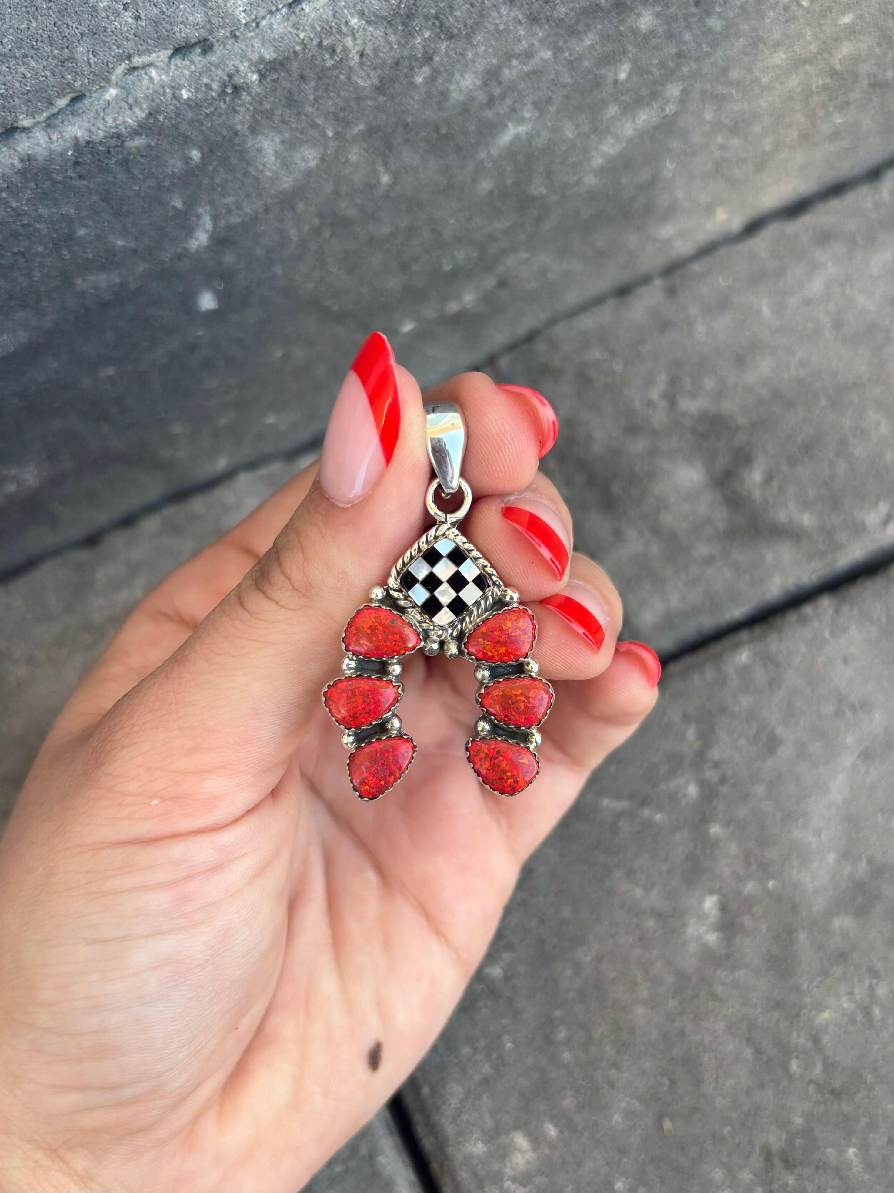 Off To the Races Checkered Horseshoe Pendant-Pendant Necklaces-Krush Kandy, Women's Online Fashion Boutique Located in Phoenix, Arizona (Scottsdale Area)