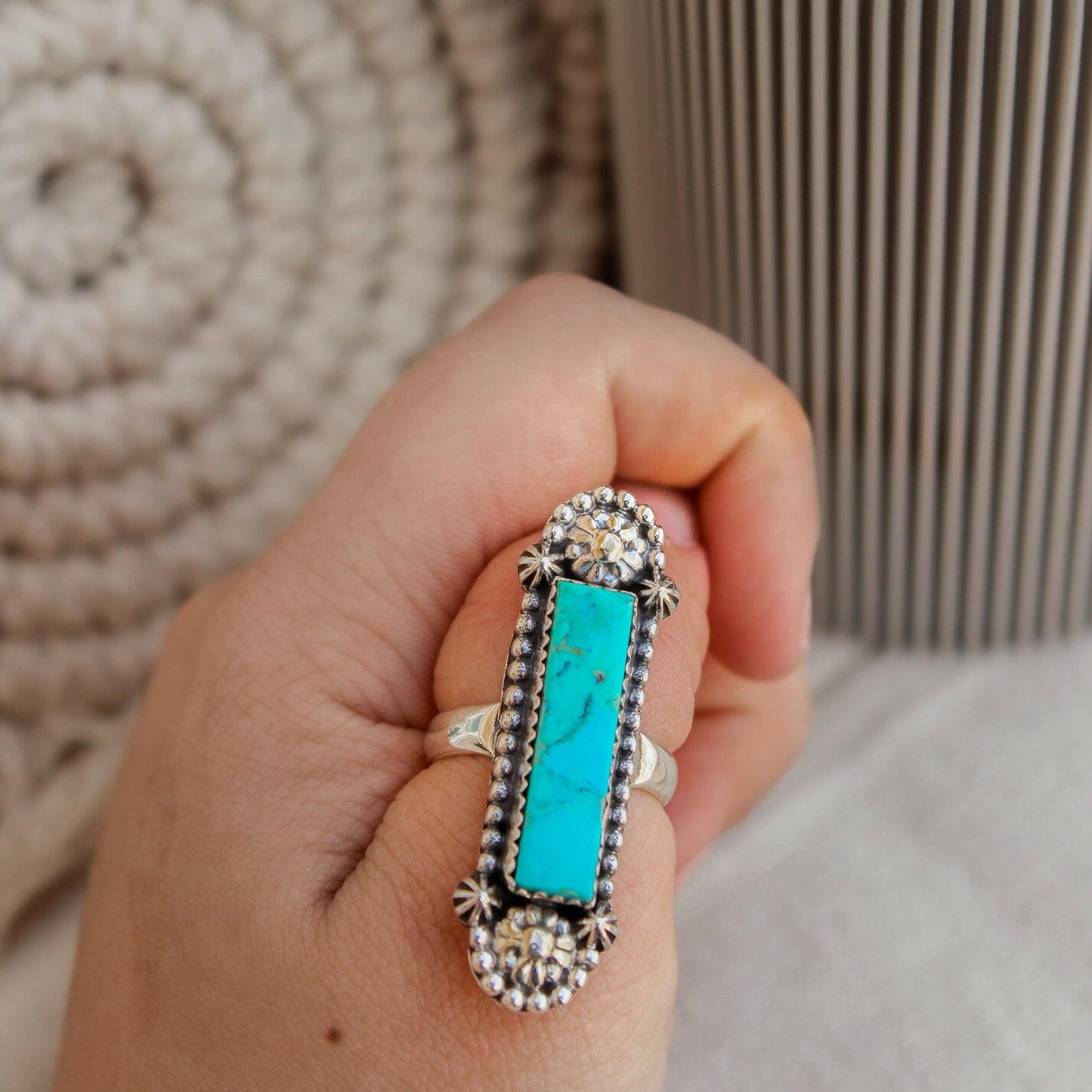 Long Bar Concho Studded Ring-Bar Rings-Krush Kandy, Women's Online Fashion Boutique Located in Phoenix, Arizona (Scottsdale Area)