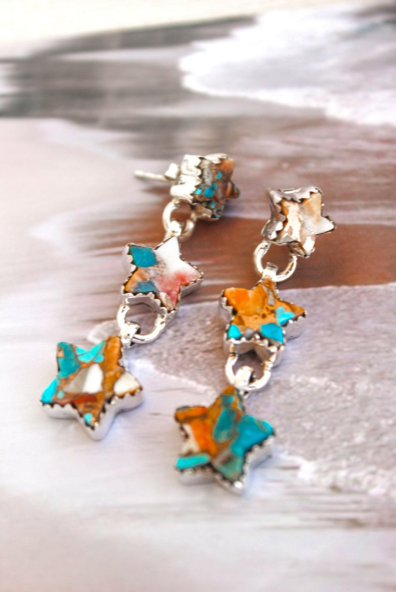 Star Trio Stone Drop Earrings-Drop Earrings-Krush Kandy, Women's Online Fashion Boutique Located in Phoenix, Arizona (Scottsdale Area)