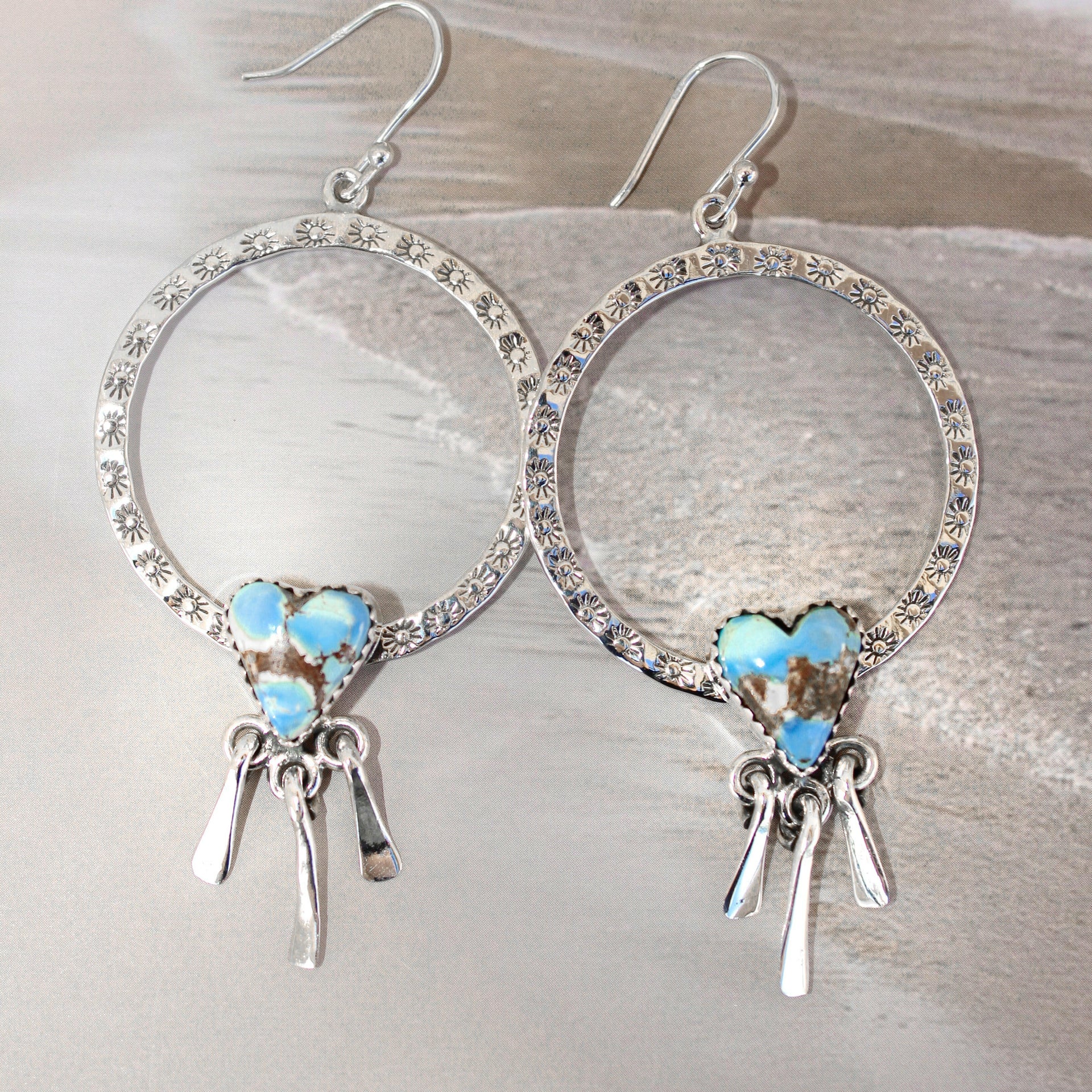 Sunny Stamped Stone Fringe Earrings PREORDER-Drop Earrings-Krush Kandy, Women's Online Fashion Boutique Located in Phoenix, Arizona (Scottsdale Area)