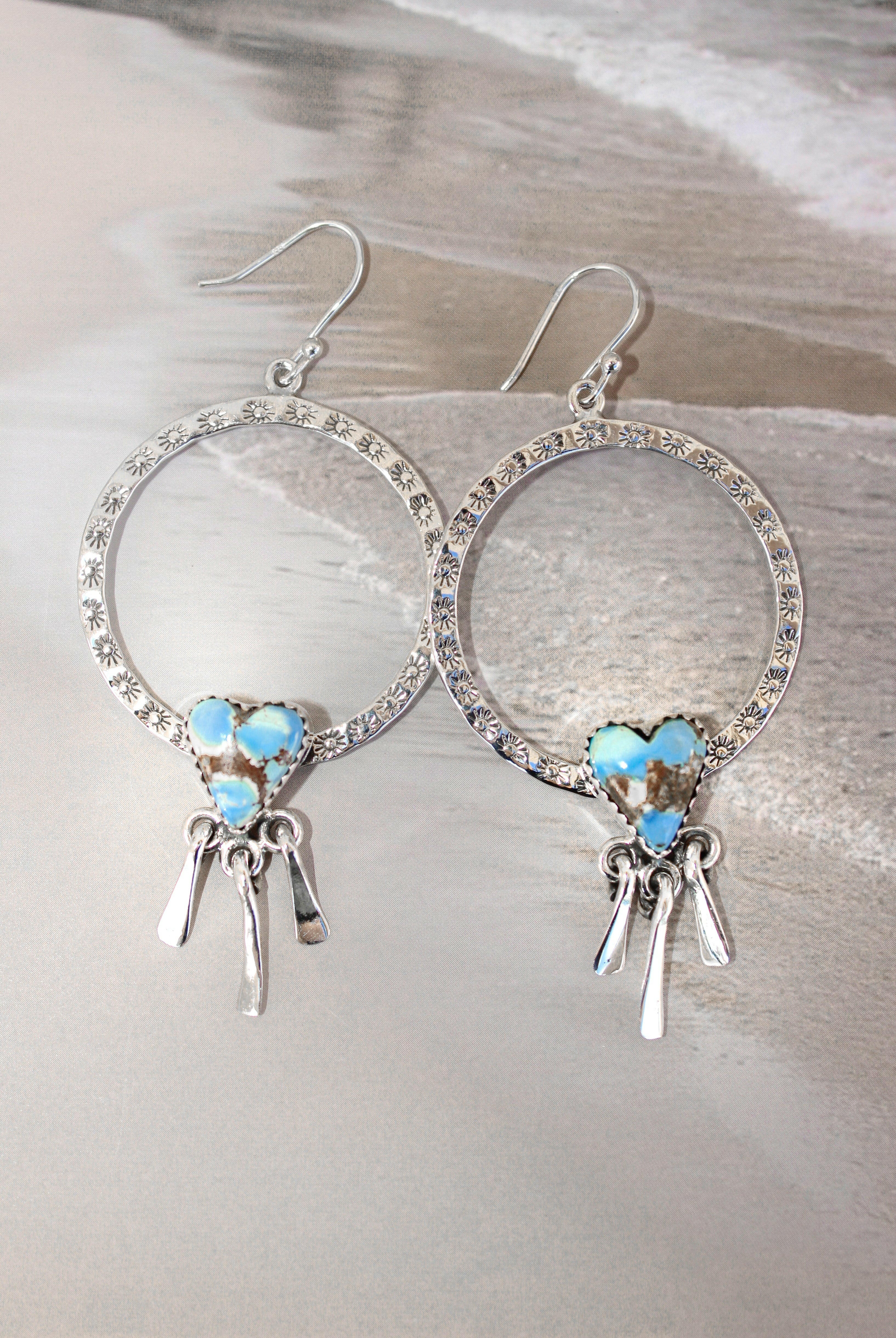 Sunny Stamped Stone Fringe Earrings PREORDER-Drop Earrings-Krush Kandy, Women's Online Fashion Boutique Located in Phoenix, Arizona (Scottsdale Area)