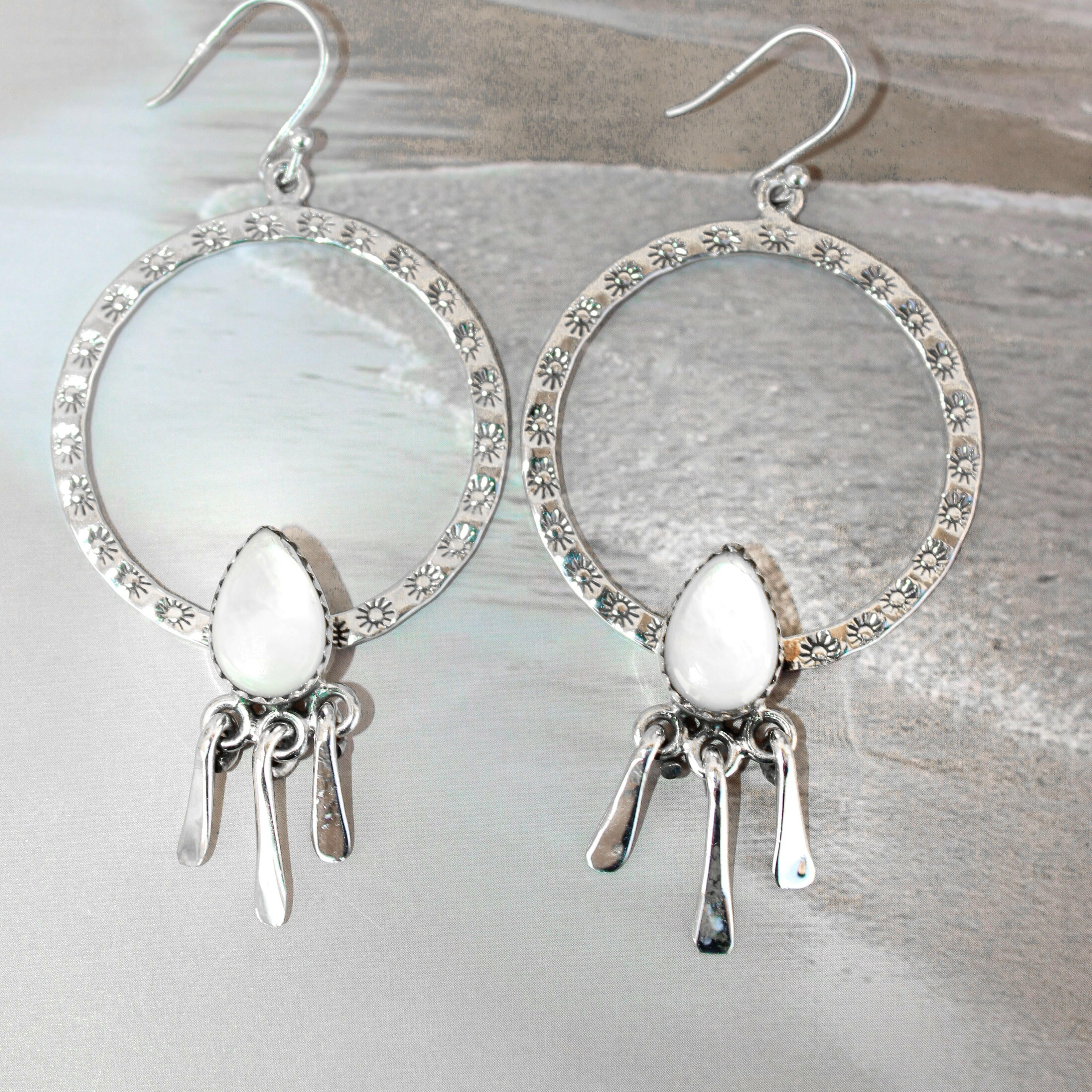 Sunny Stamped Stone Fringe Earrings PREORDER-Drop Earrings-Krush Kandy, Women's Online Fashion Boutique Located in Phoenix, Arizona (Scottsdale Area)