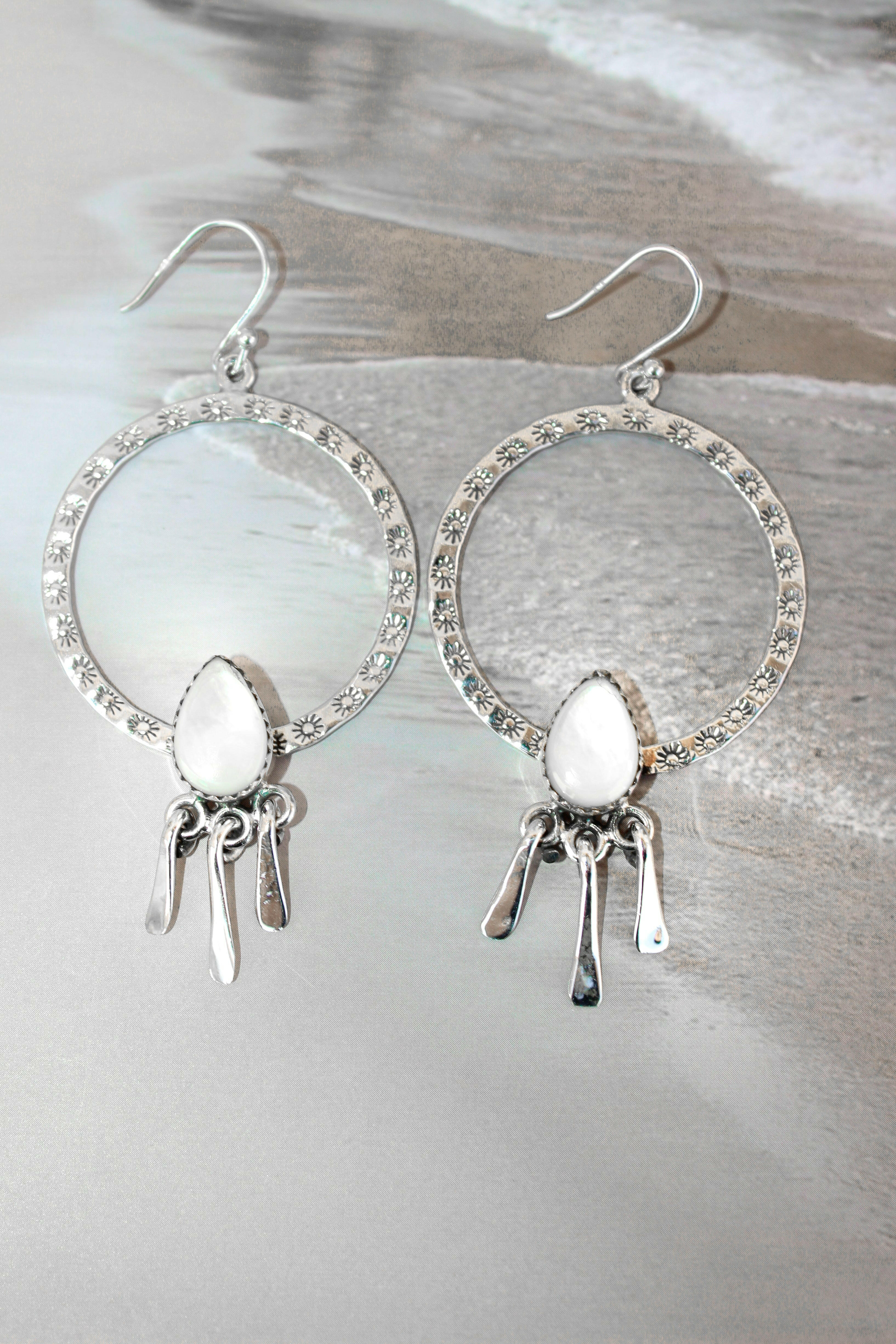 Sunny Stamped Stone Fringe Earrings PREORDER-Drop Earrings-Krush Kandy, Women's Online Fashion Boutique Located in Phoenix, Arizona (Scottsdale Area)